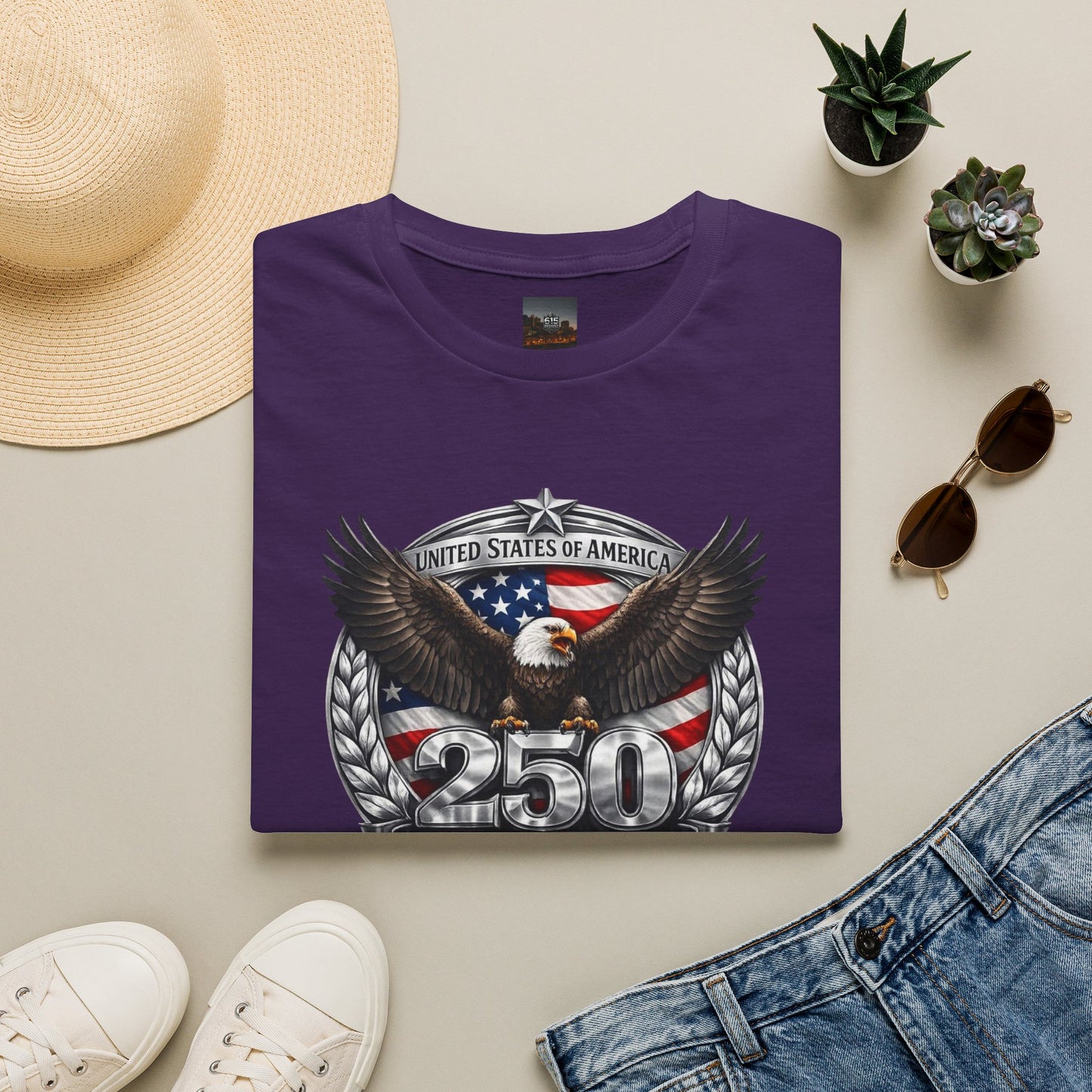 #250 Patriotic Bald Eagle 250 United States Emblem T-Shirt