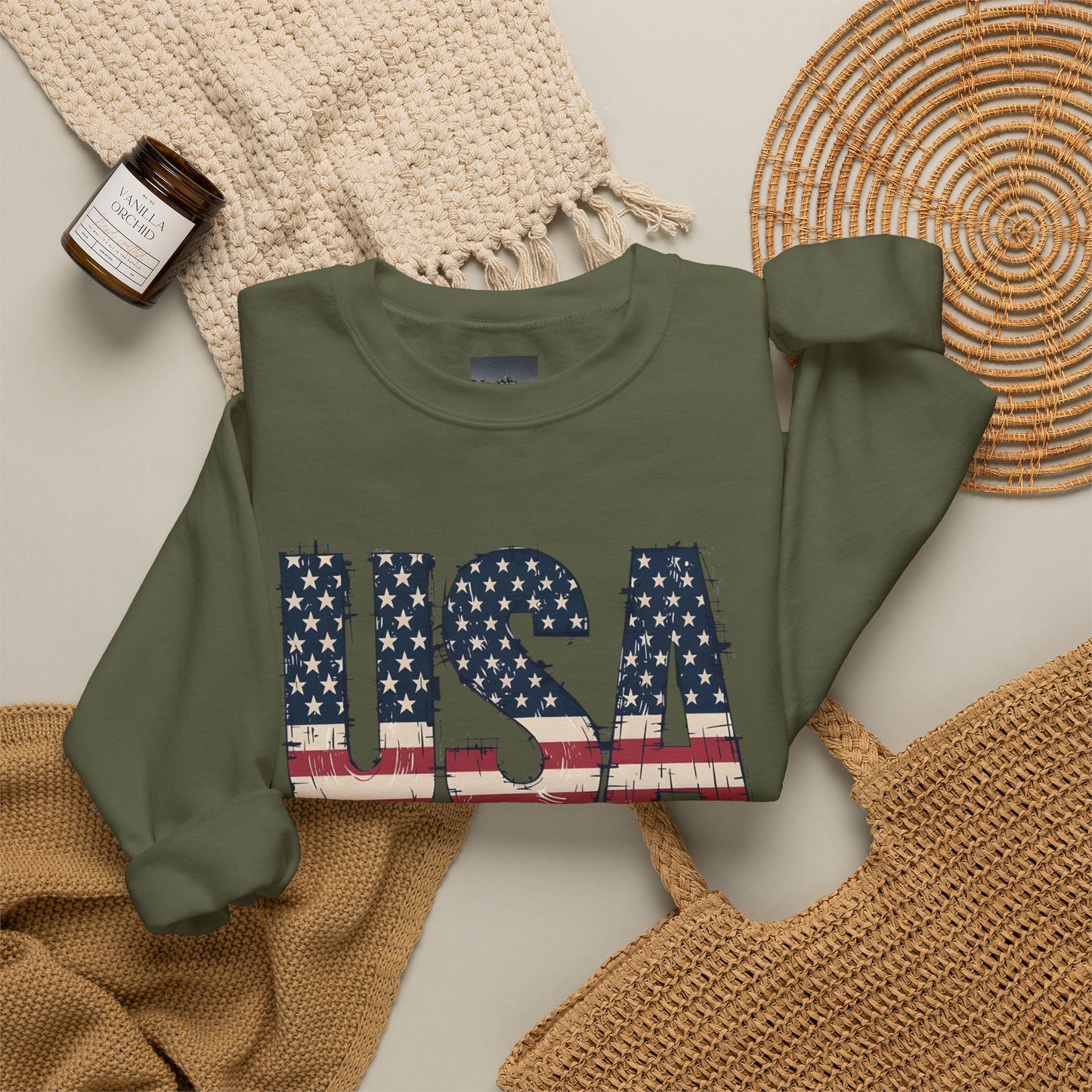 #250 USA Flag "USA Since 1776" Patriotic Crewneck Sweatshirt