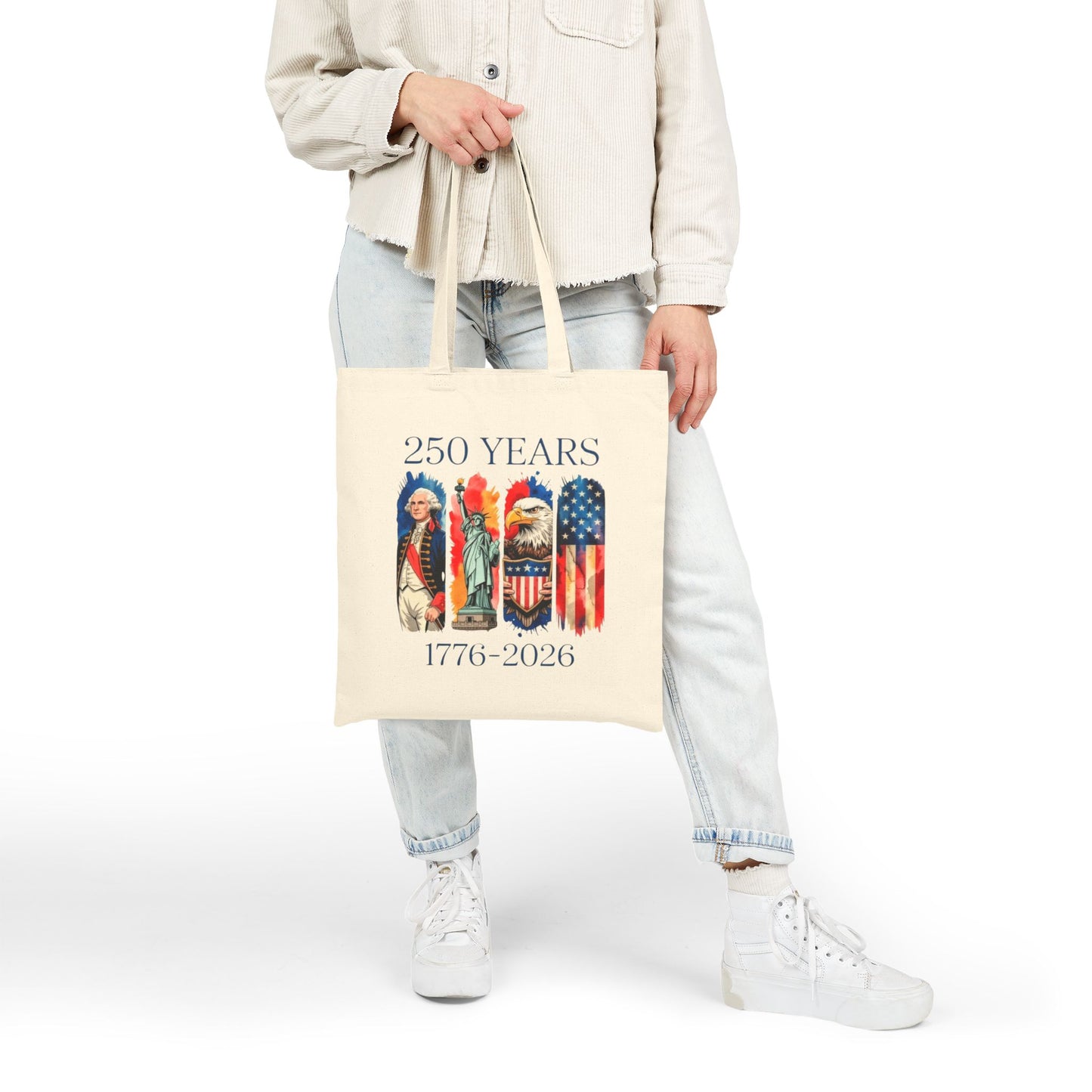 #250 250 Years American History Celebration 1776–2026 Patriotic Canvas Tote
