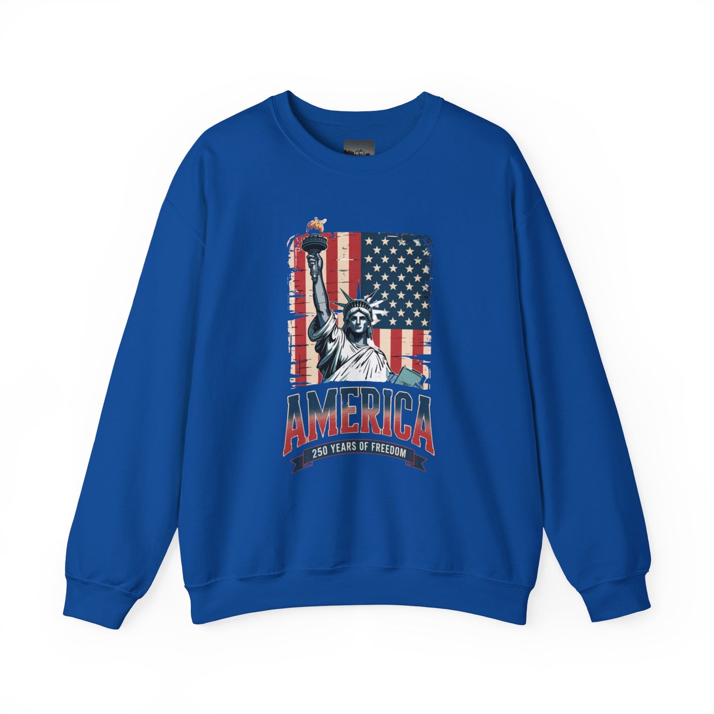 #250 Statue of Liberty American Flag 'America' Patriotic Independence Day Crewneck Sweatshirt