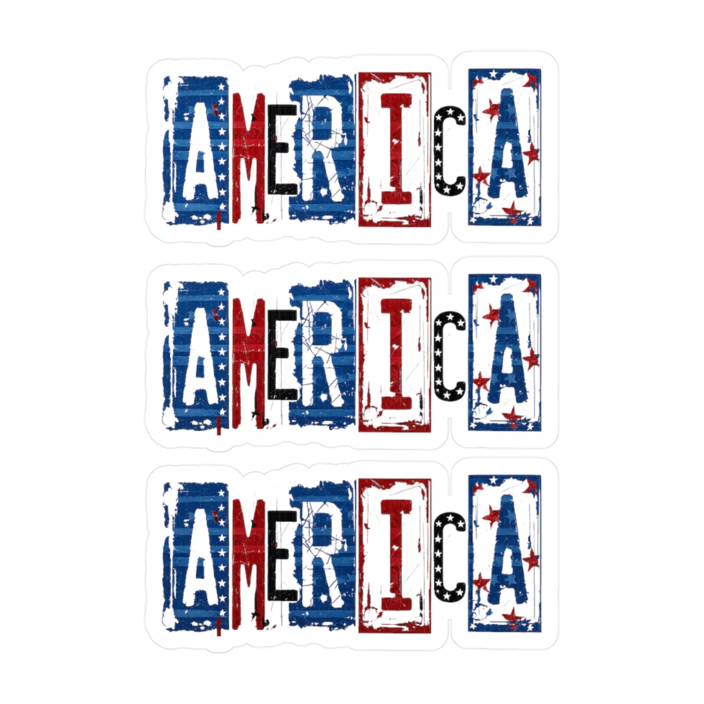 #250 America Retro Block Text Patriotic Kiss-Cut Vinyl Decal – Red White & Blue Sticker
