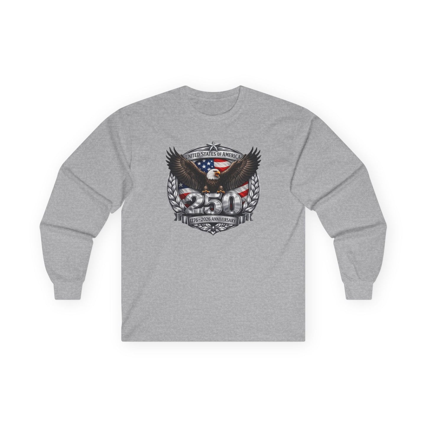 #250 Patriotic Bald Eagle 250 United States Emblem Long Sleeve Tee
