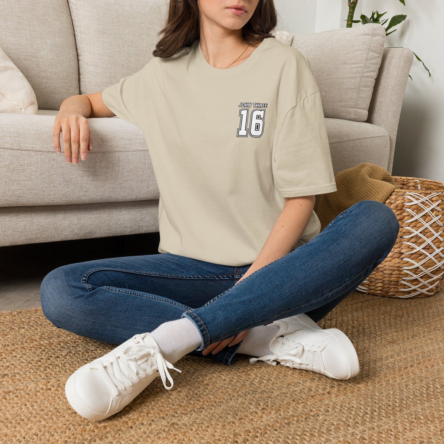 John Three 16 Chest and Back Jersey Print with Scripture Tee