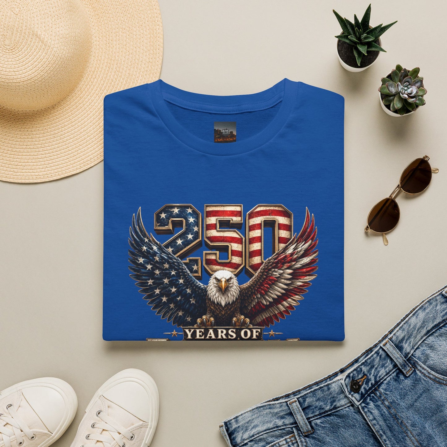 #250 250 Years of Freedom Eagle Patriotic American Flag Anniversary (1776–2026) T-Shirt