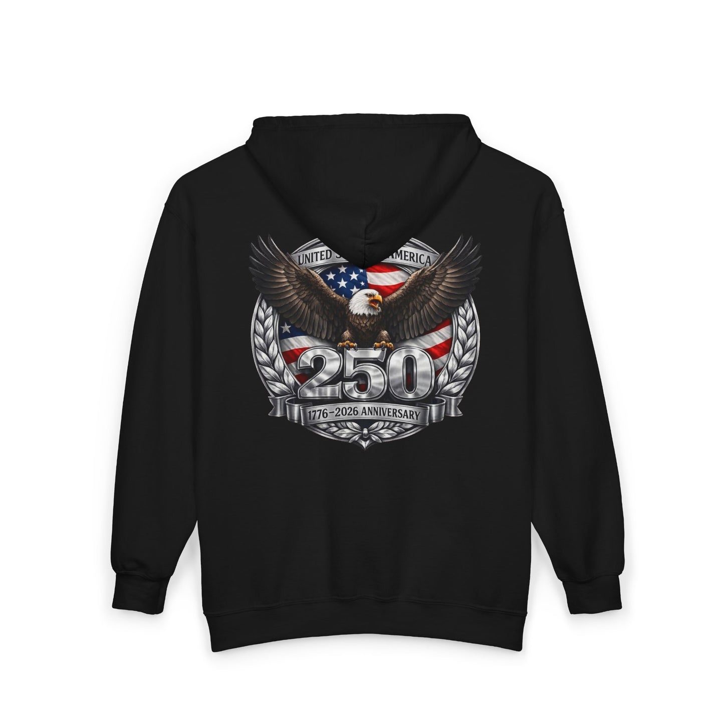 #250 Patriotic Bald Eagle 250 United States Emblem Zip Hoodie