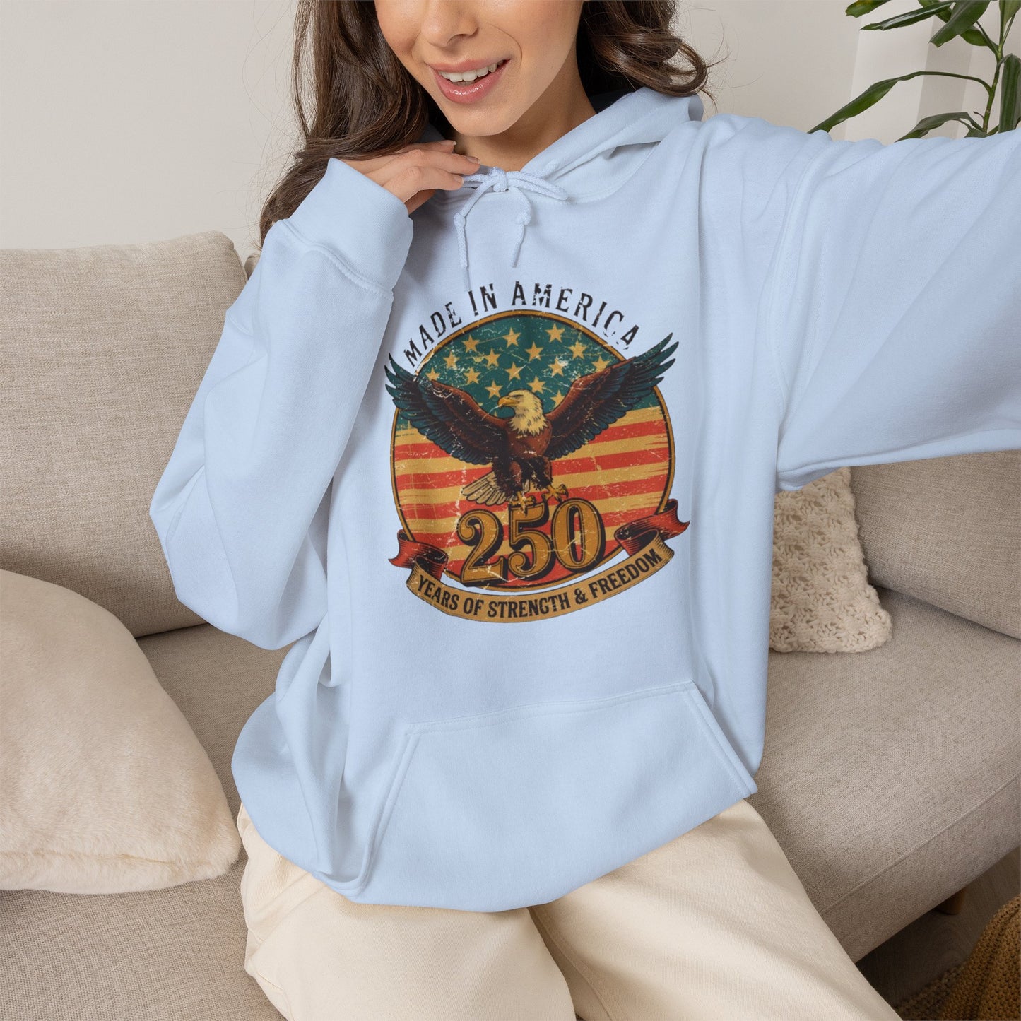 #250 Made in America Eagle 250th Anniversary Patriotic Hoodie
