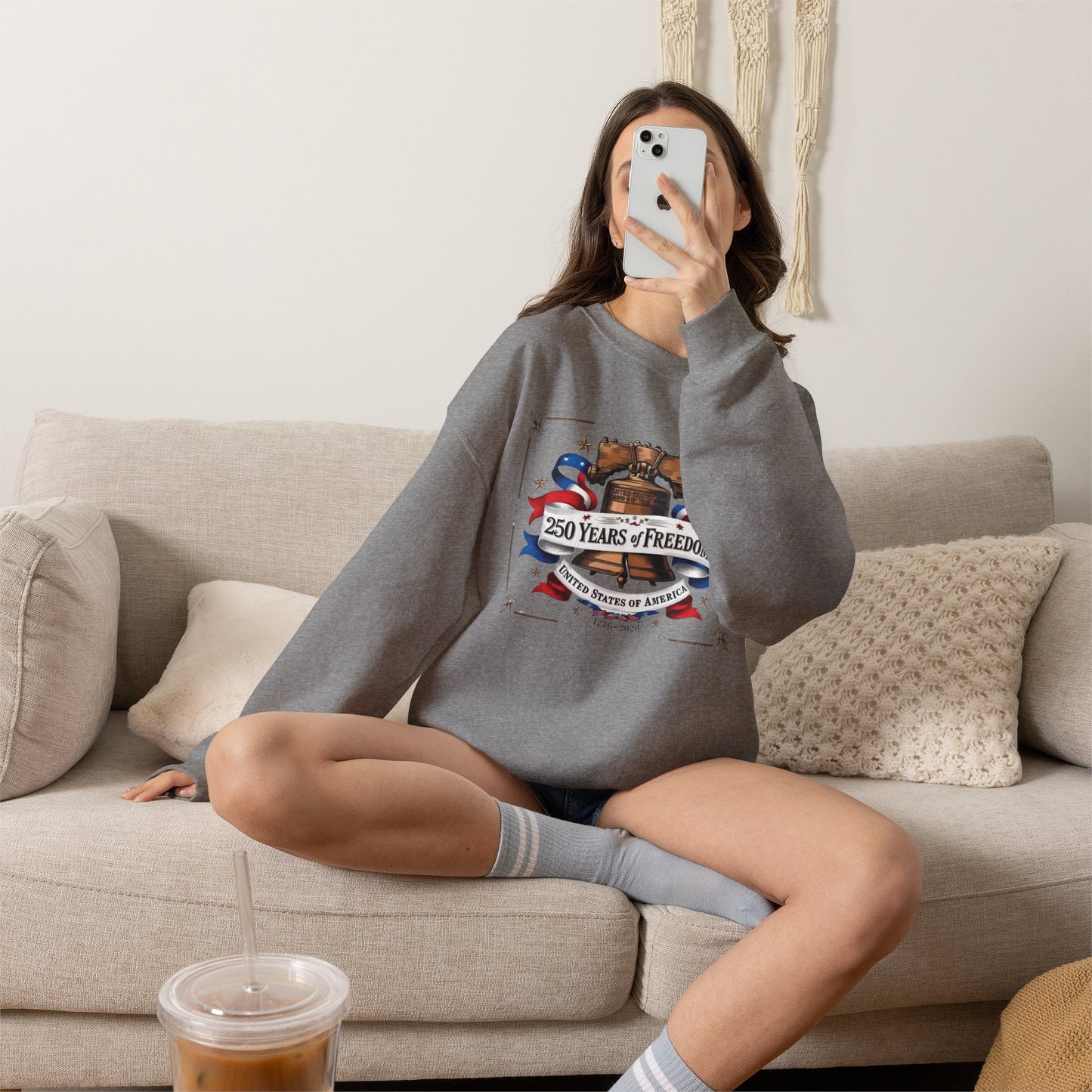 #250 250 Years of Freedom Liberty Bell Crewneck Sweatshirt