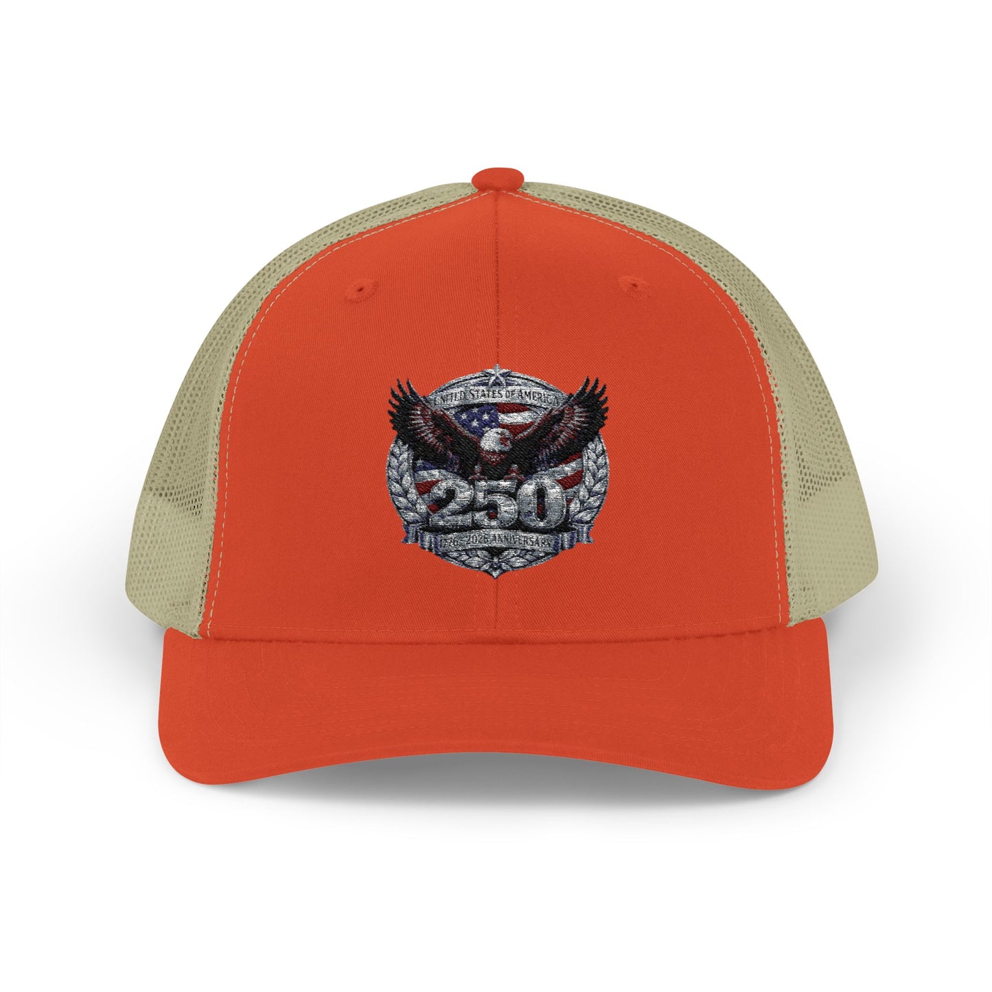 #250 Patriotic Bald Eagle 250 United States Emblem Snapback Trucker Cap