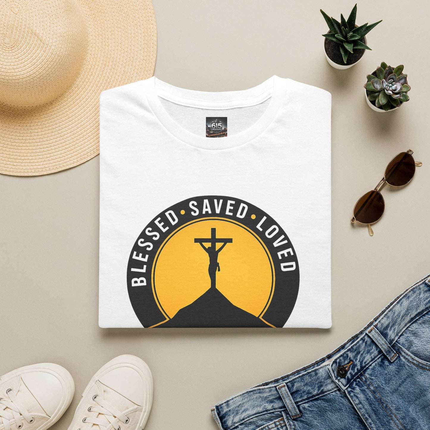 Blessed • Saved • Loved by Jesus T-Shirt — Christian Faith Tee