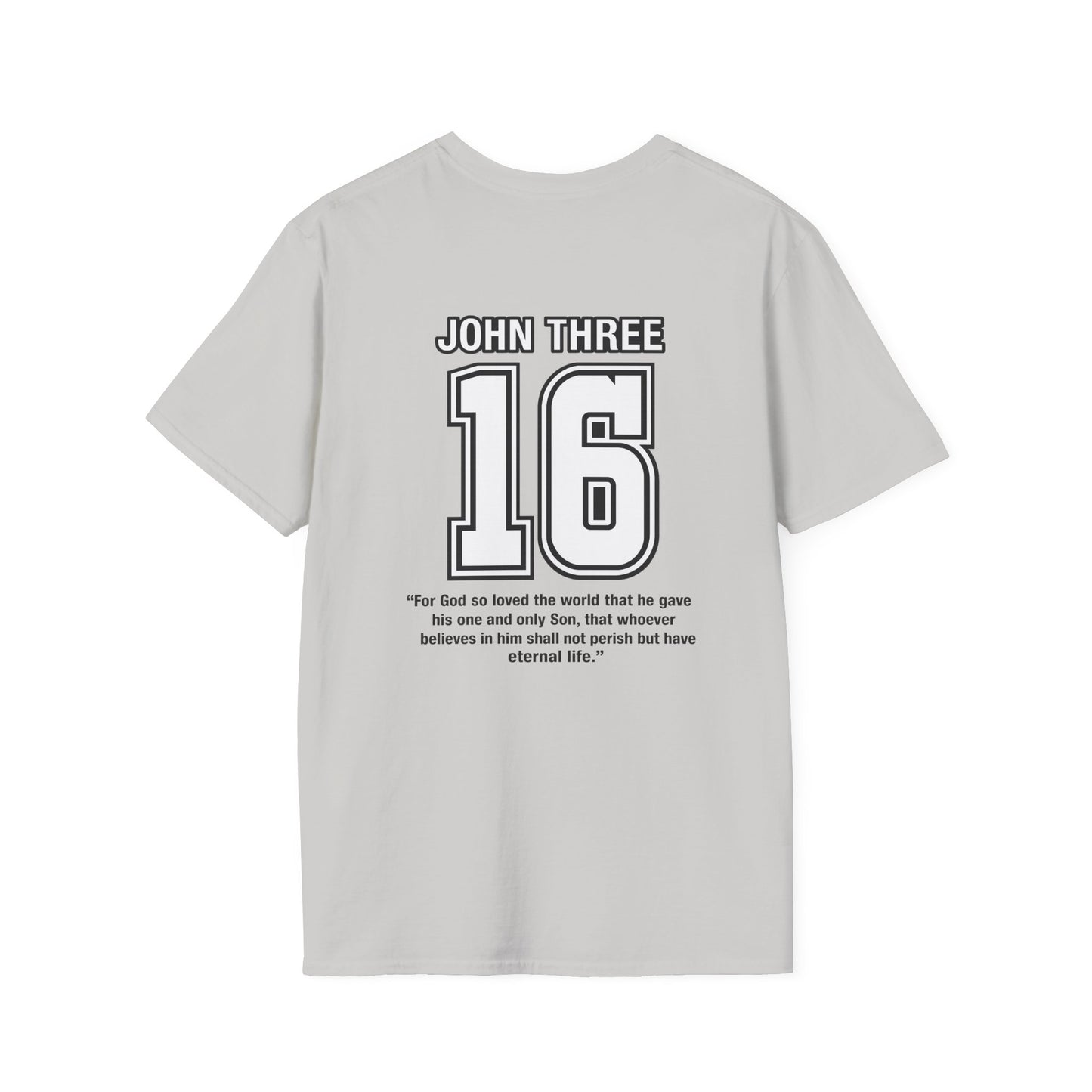 John Three 16 Chest and Back Jersey Print with Scripture Tee