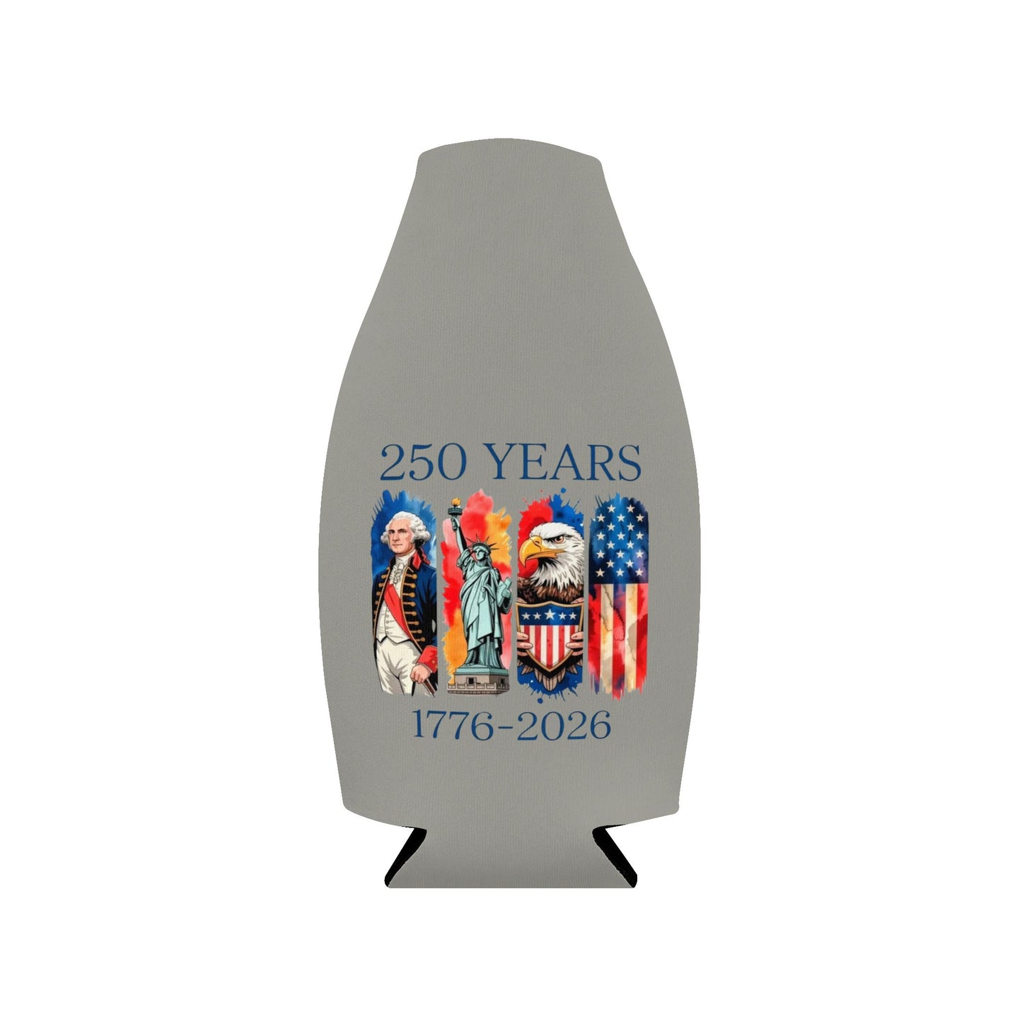 #250 250 Years American History Celebration 1776–2026 Patriotic Zip-Up Bottle Cooler Sleeve Koozie
