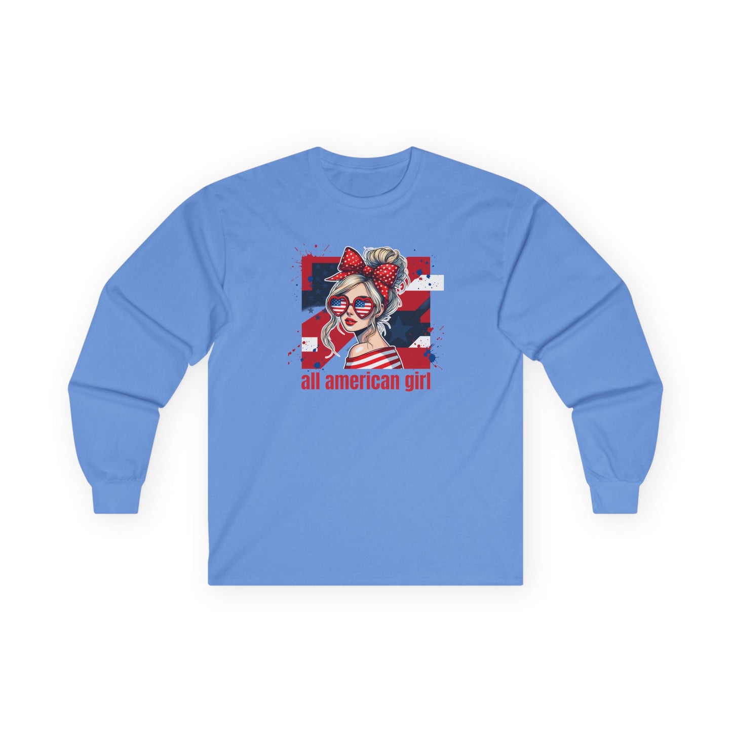 #250 All American Girl Patriotic Long Sleeve Tee