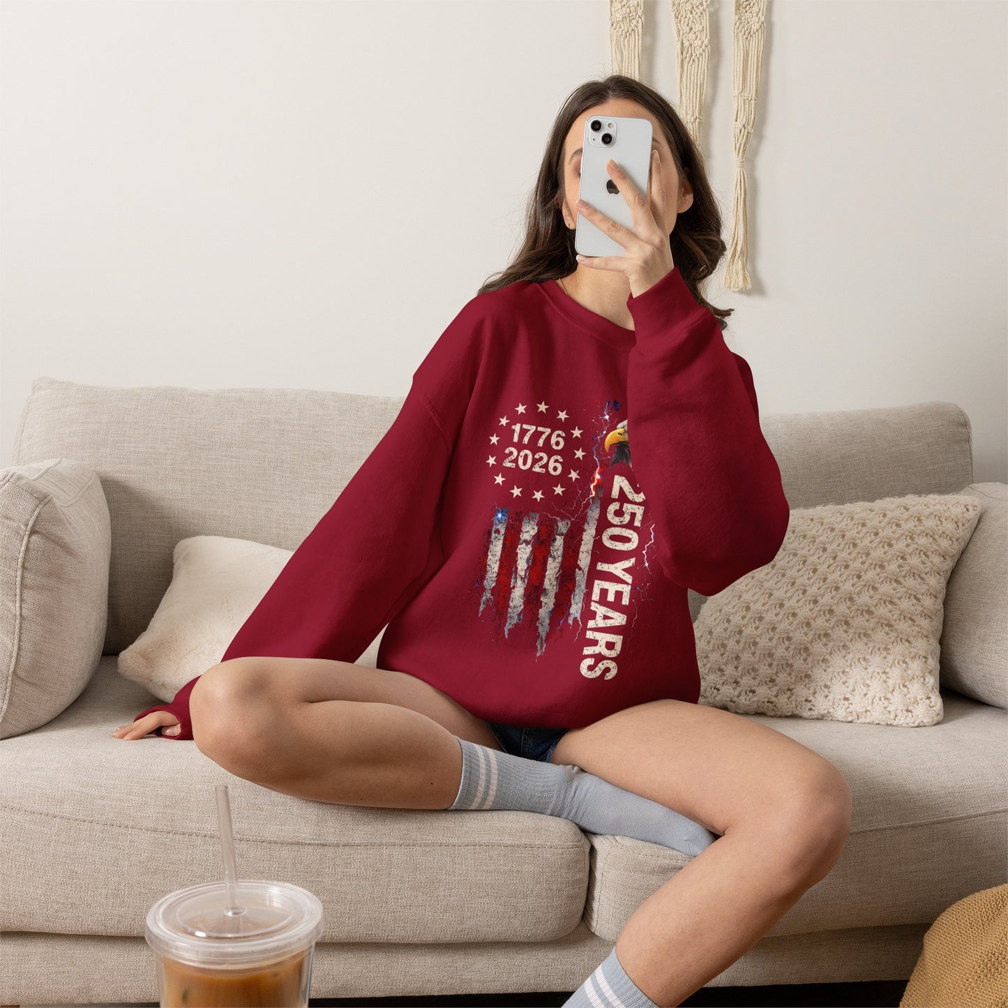 #250 1776-2026 250 Years USA Bicentennial Eagle Crewneck Sweatshirt
