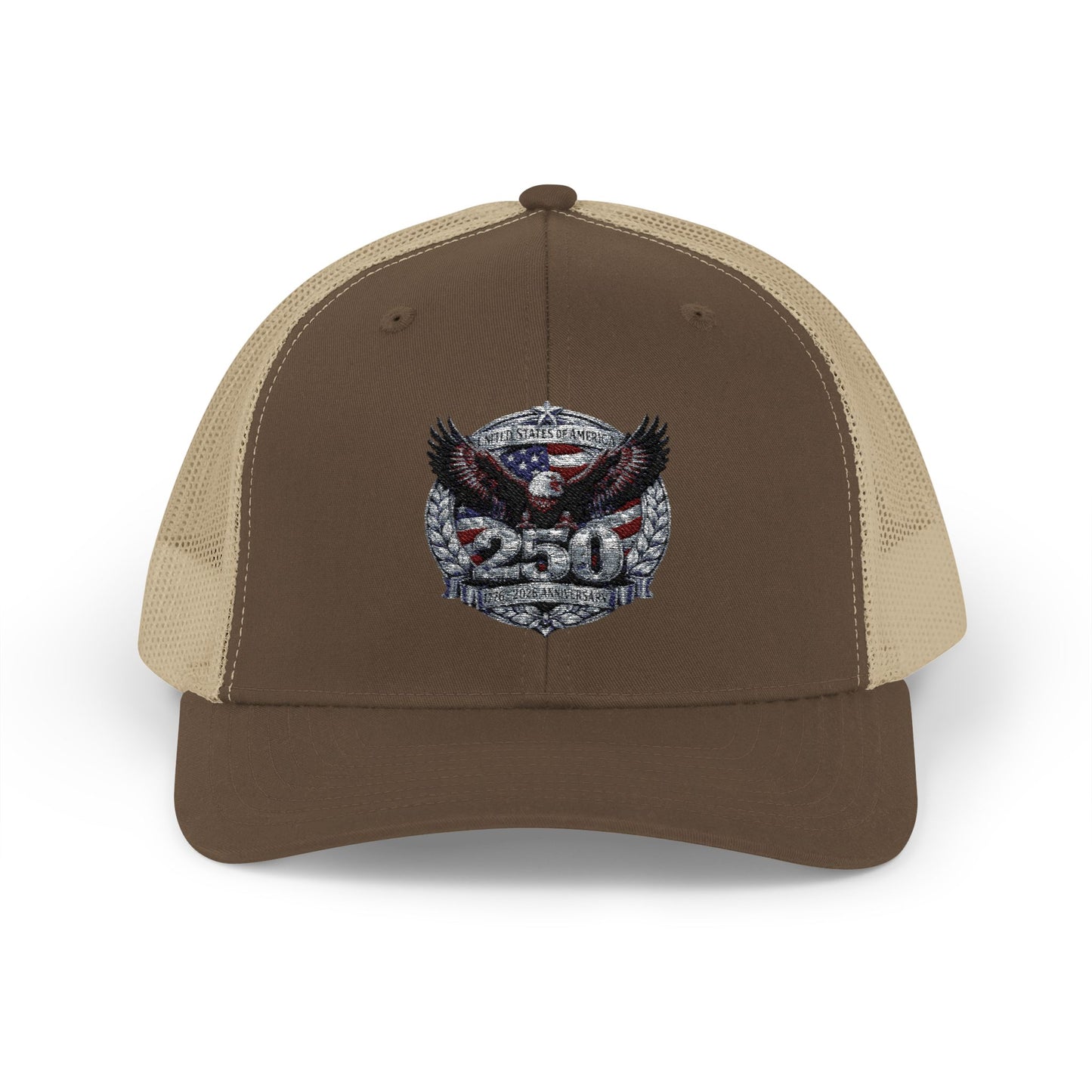 #250 Patriotic Bald Eagle 250 United States Emblem Snapback Trucker Cap
