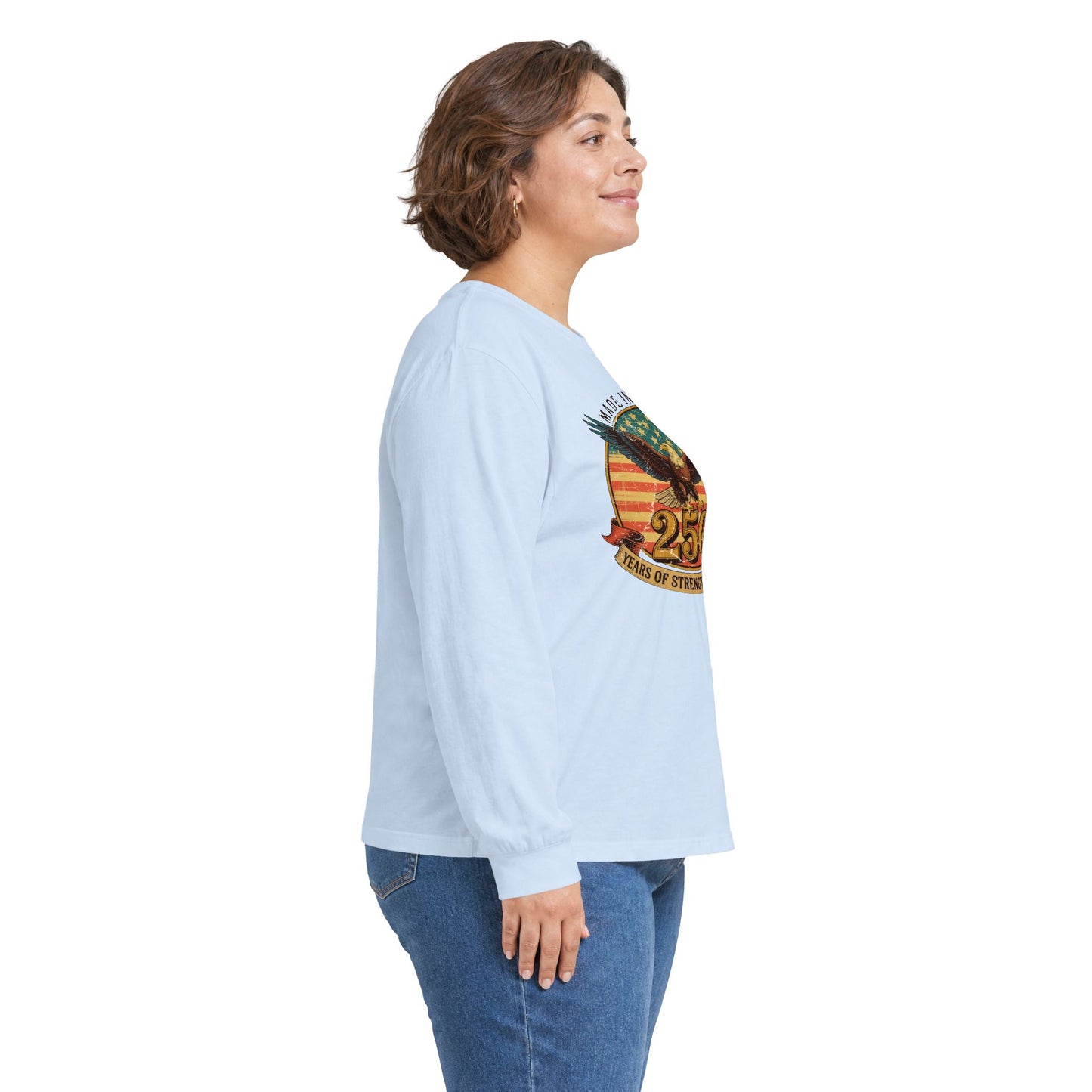 #250 Made in America Eagle 250th Anniversary Patriotic Long Sleeve Tee