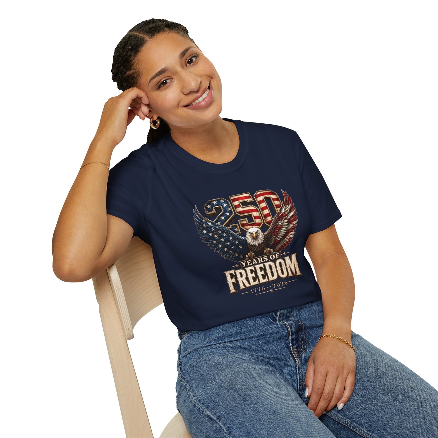#250 250 Years of Freedom Eagle Patriotic American Flag Anniversary (1776–2026) T-Shirt