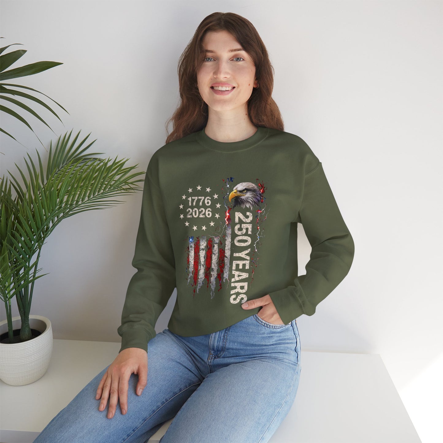 #250 1776-2026 250 Years USA Bicentennial Eagle Crewneck Sweatshirt