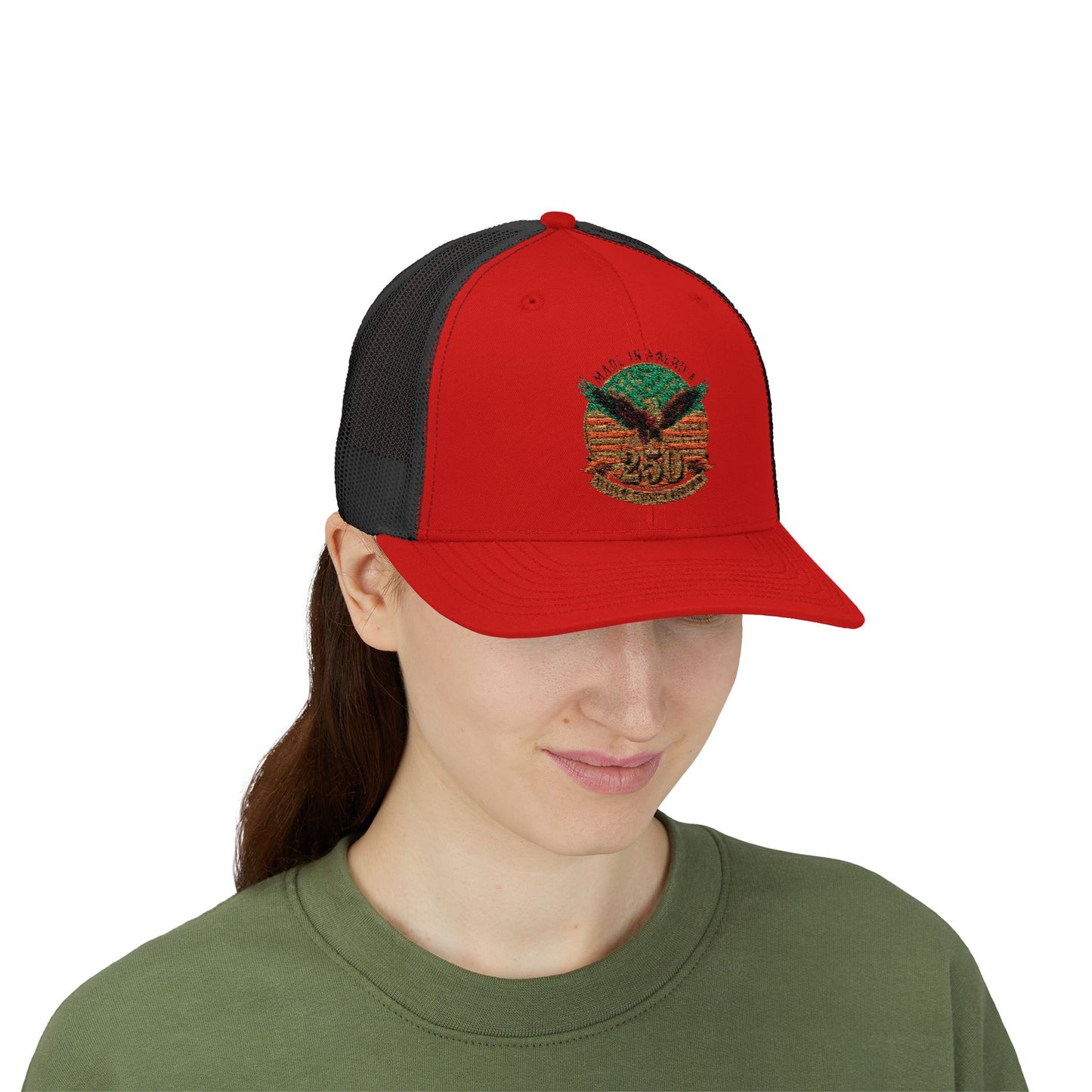 #250 Made in America Eagle 250th Anniversary Patriotic Snapback Trucker Cap