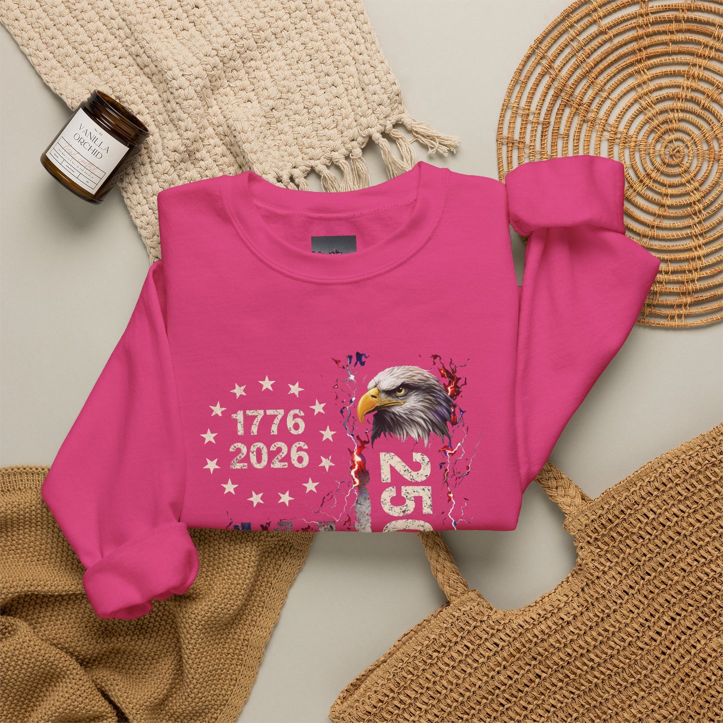 #250 1776-2026 250 Years USA Bicentennial Eagle Crewneck Sweatshirt