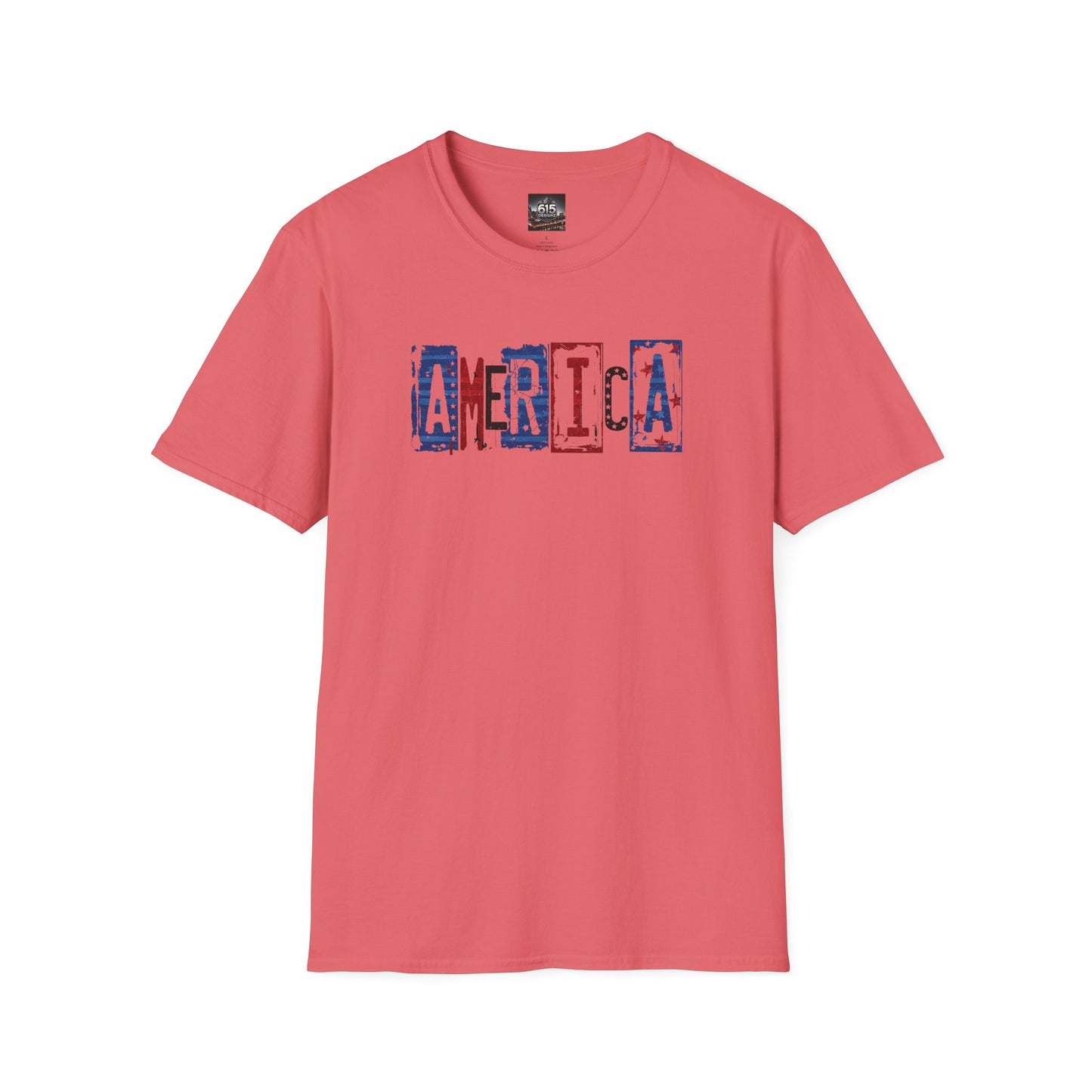 #250 America Retro Block Text Patriotic T-Shirt