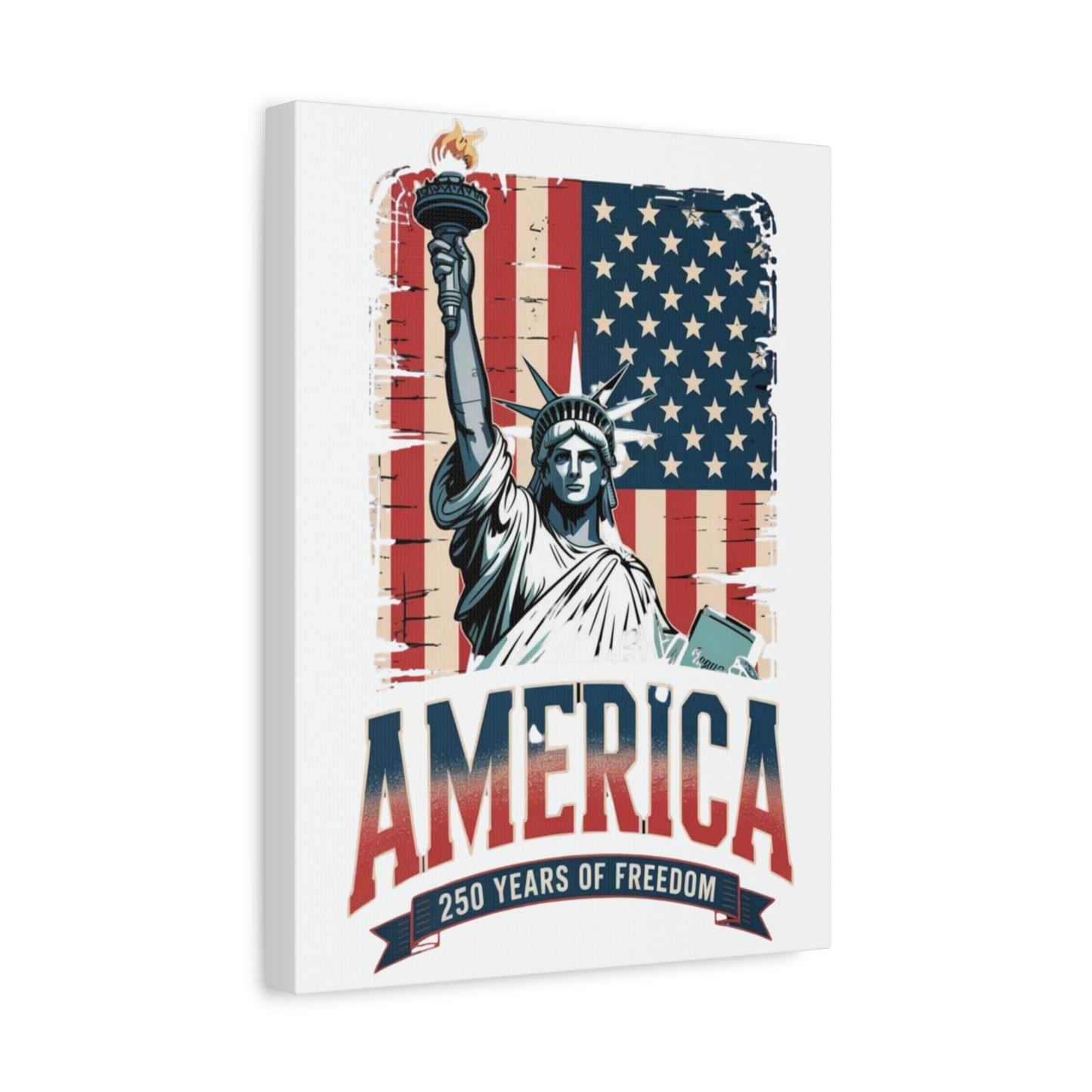 #250 Statue of Liberty American Flag 'America' Patriotic Independence Day Matte Canvas Wall Art