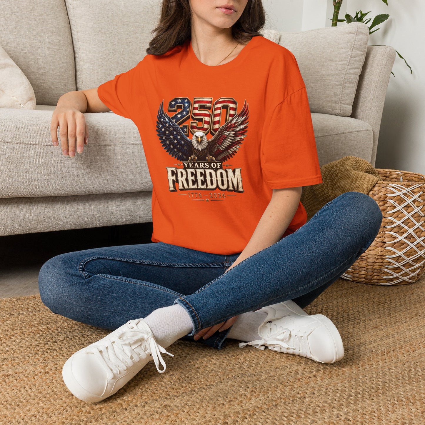 #250 250 Years of Freedom Eagle Patriotic American Flag Anniversary (1776–2026) T-Shirt