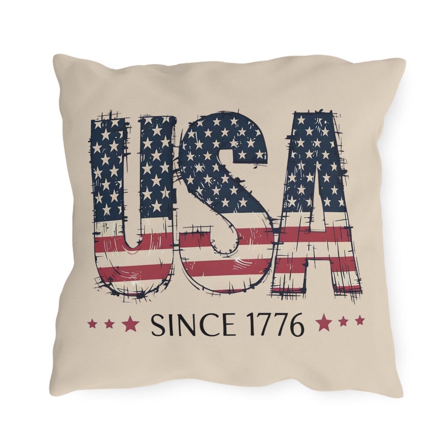 #250 USA Flag "USA Since 1776" Patriotic Outdoor Throw Pillow