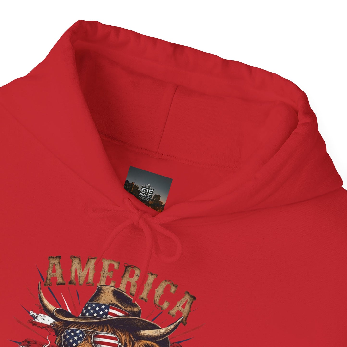 #250 America 250 Strong Patriotic Bull with American Flag Hoodie