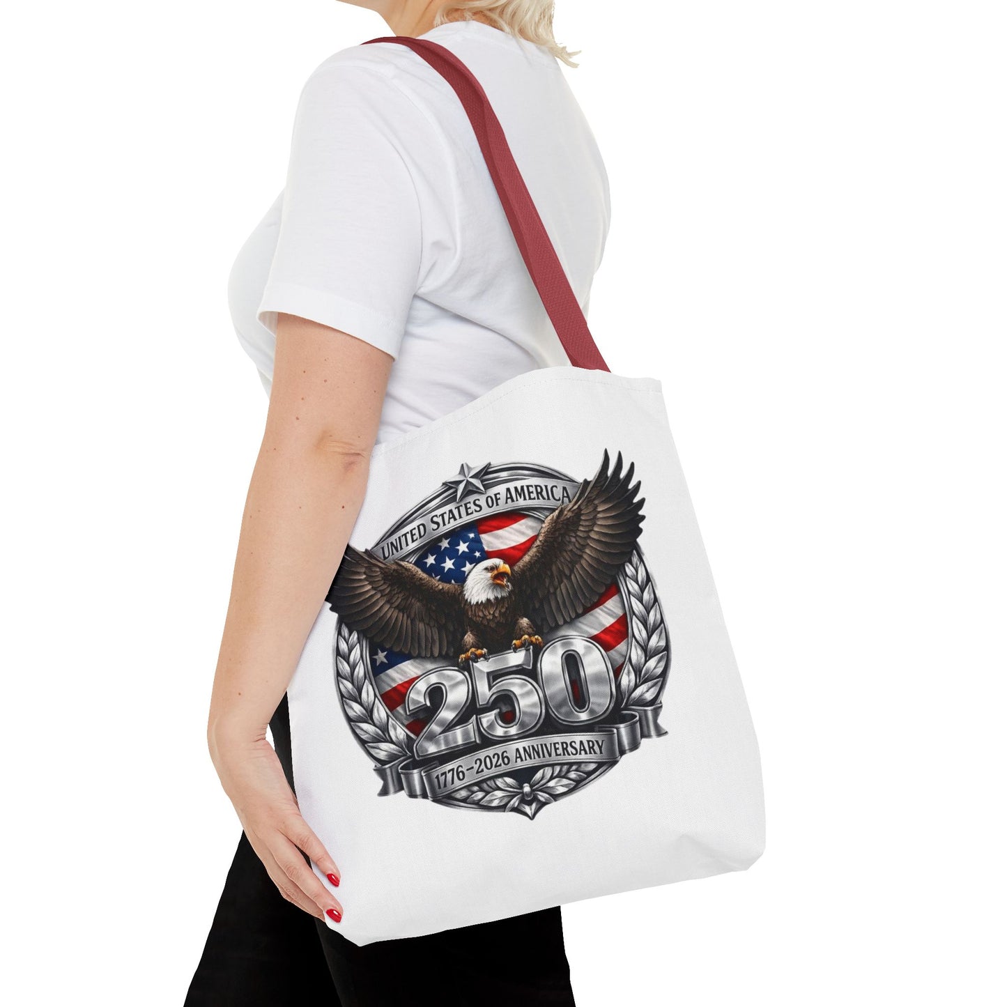 #250 Patriotic Bald Eagle 250 United States Emblem Tote Bag