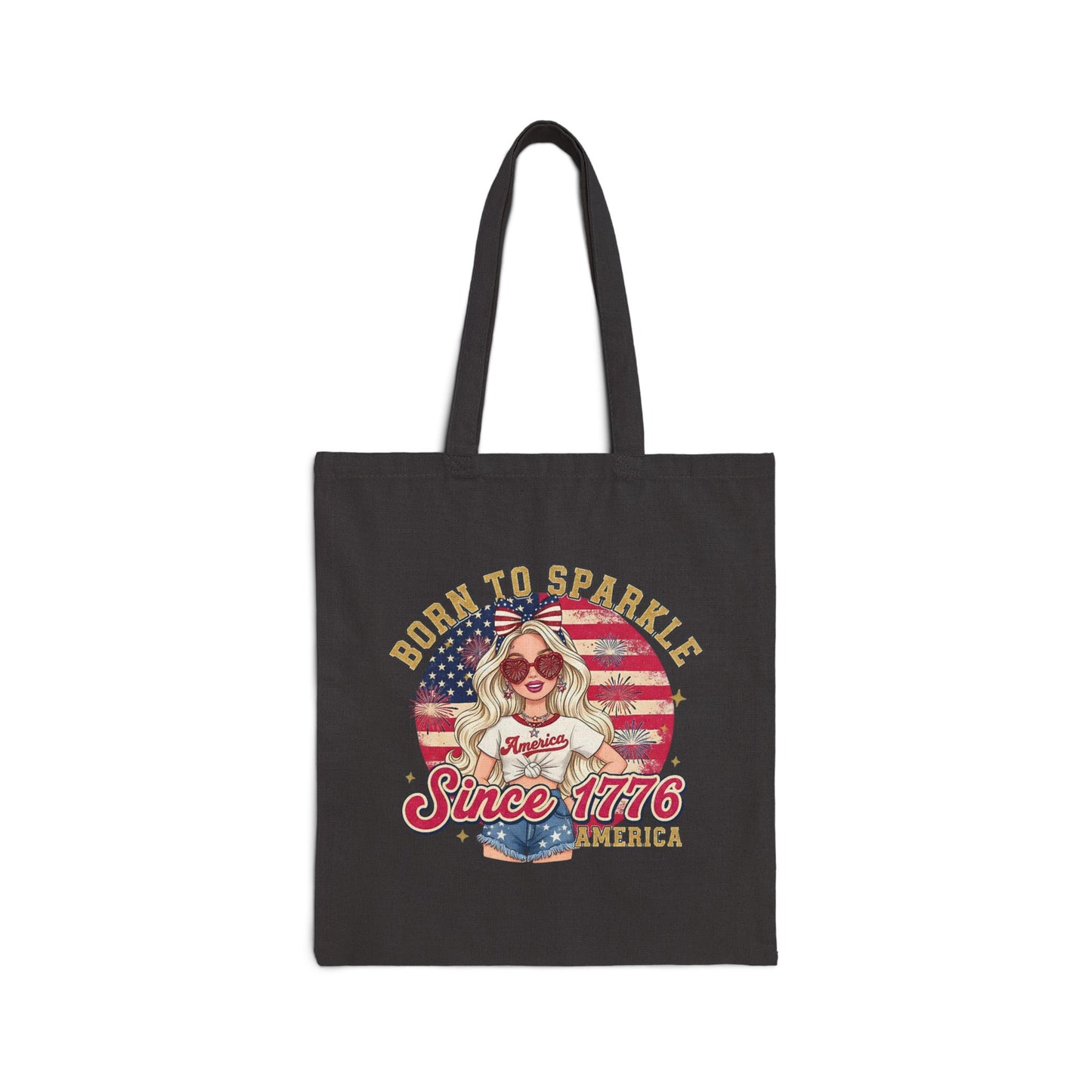 #250 "Born to Sparkle Since 1776" Patriotic Canvas Tote Bag