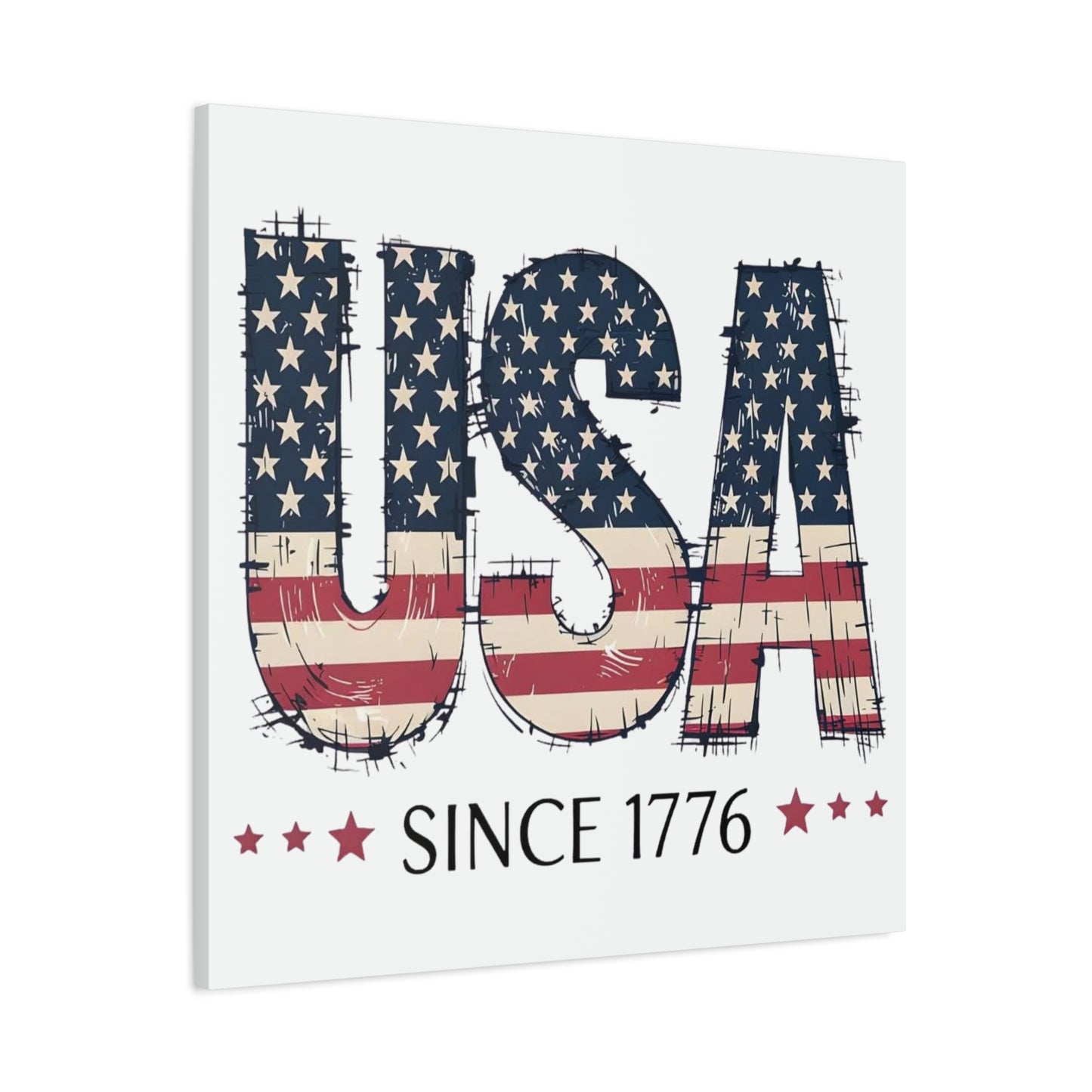 #250 USA Flag "USA Since 1776" Patriotic Matte Canvas Wall Art