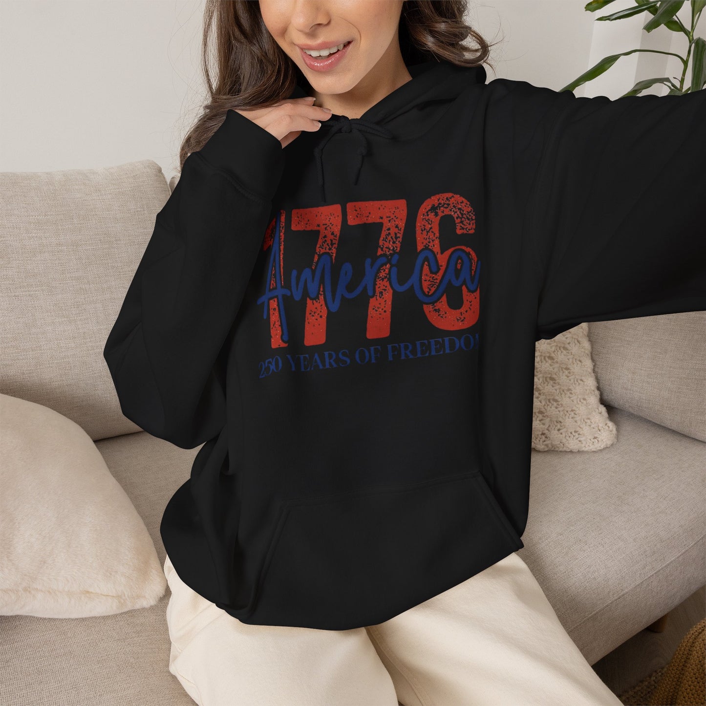#250 1776 America: 250 Years of Freedom' Patriotic Independence Day Hoodie