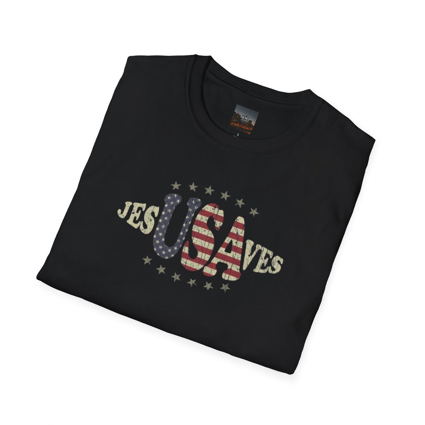 JesUSAves Patriotic T-Shirt — American Flag Christian Faith Tee