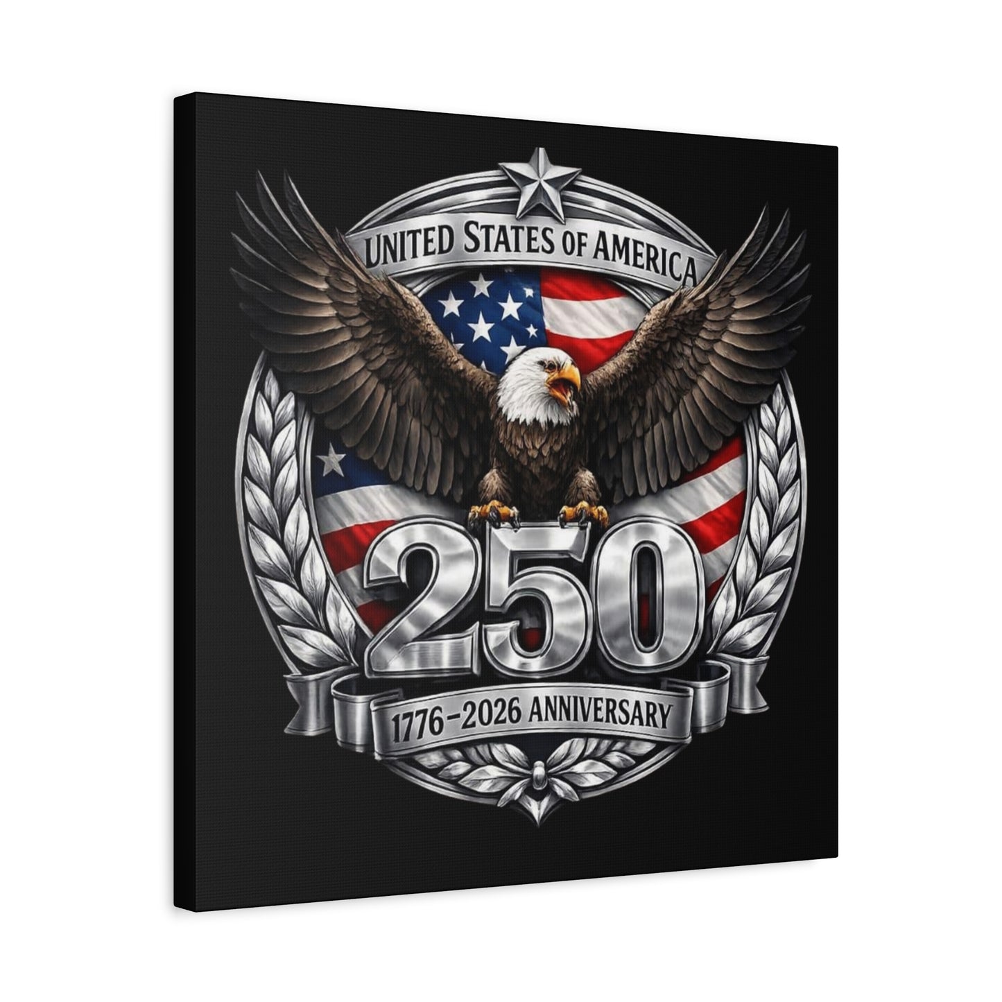 #250 Patriotic Bald Eagle 250 United States Emblem Matte Canvas Wall Art