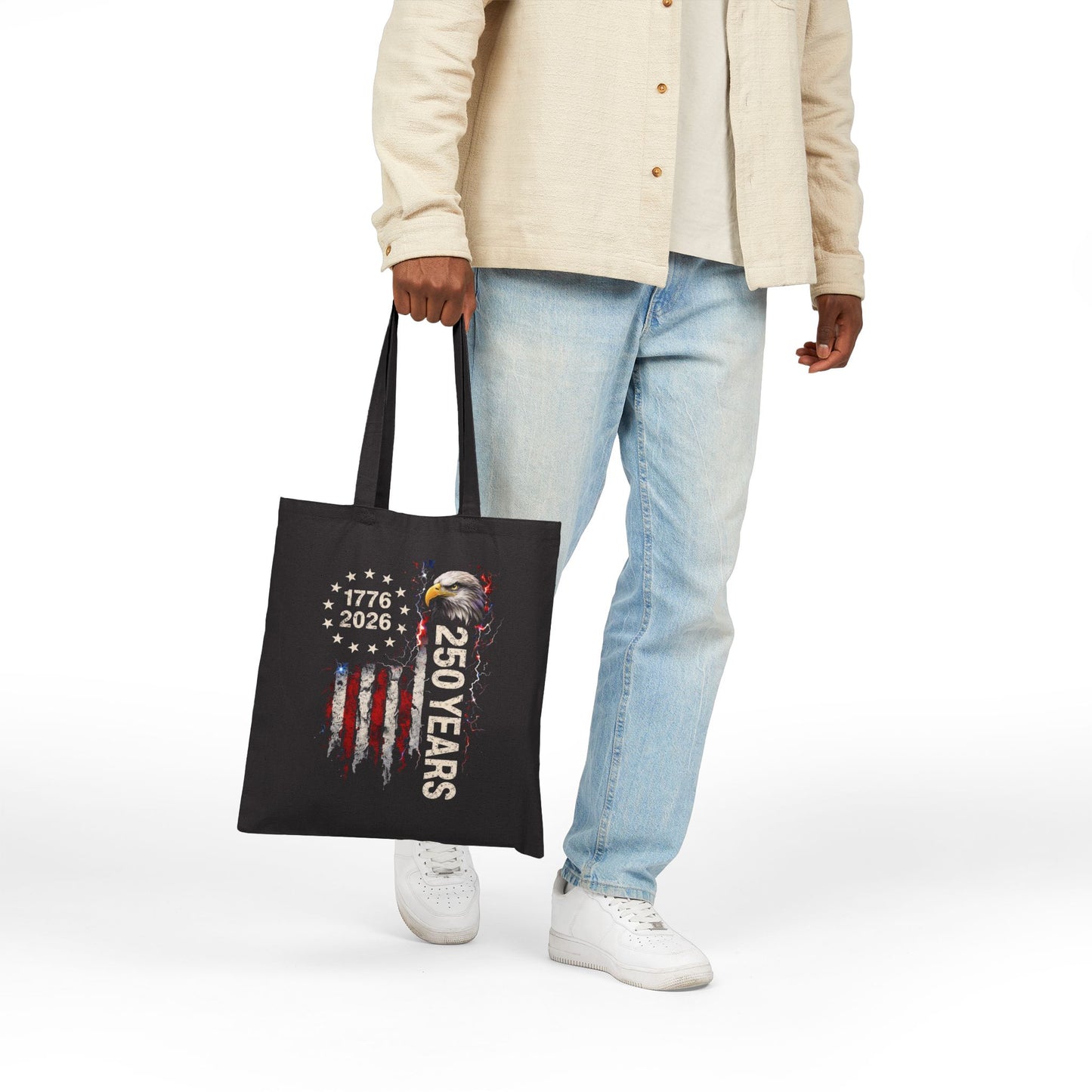 #250 1776-2026 250 Years USA Bicentennial Eagle Canvas Tote