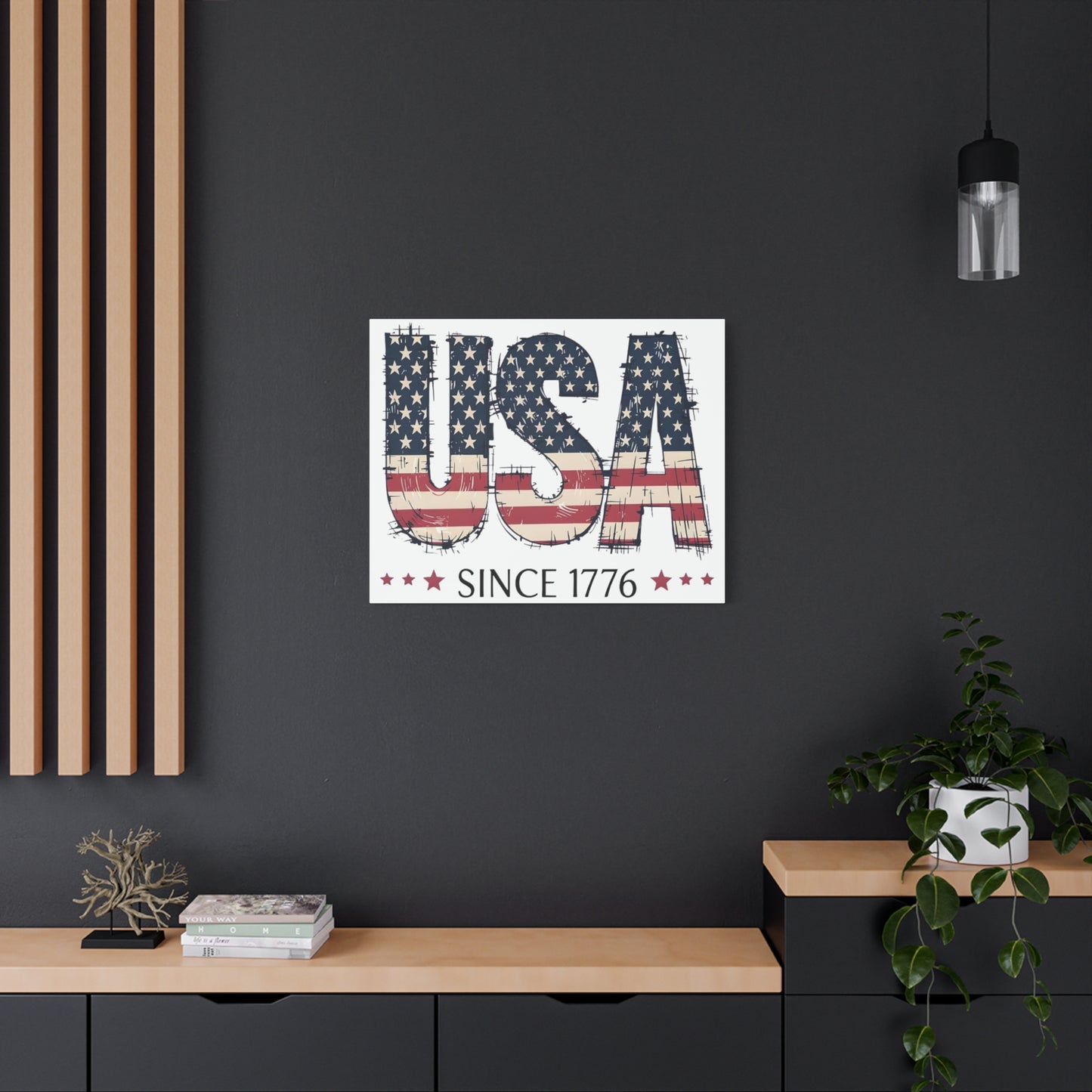 #250 USA Flag "USA Since 1776" Patriotic Matte Canvas Wall Art