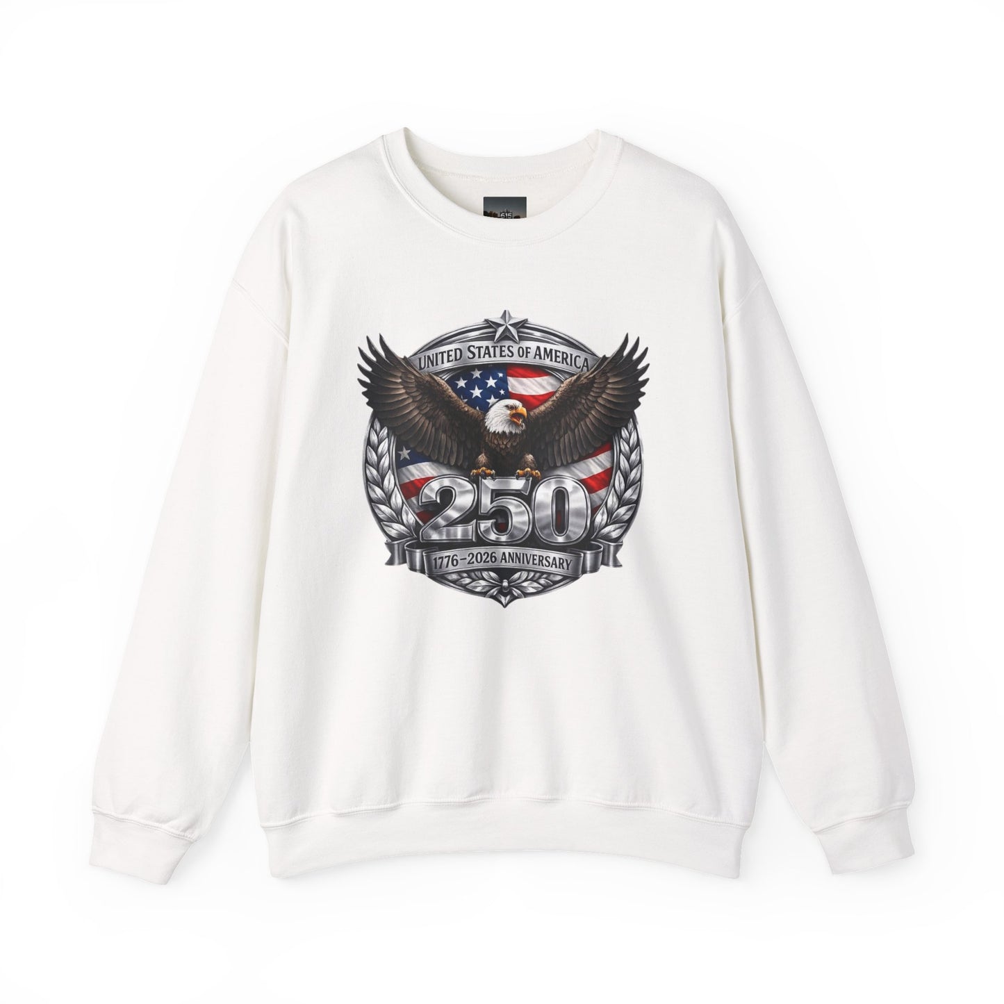 #250 Patriotic Bald Eagle 250 United States Emblem Crewneck Sweatshirt