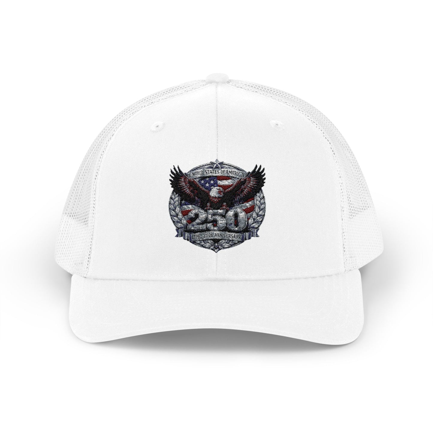 #250 Patriotic Bald Eagle 250 United States Emblem Snapback Trucker Cap