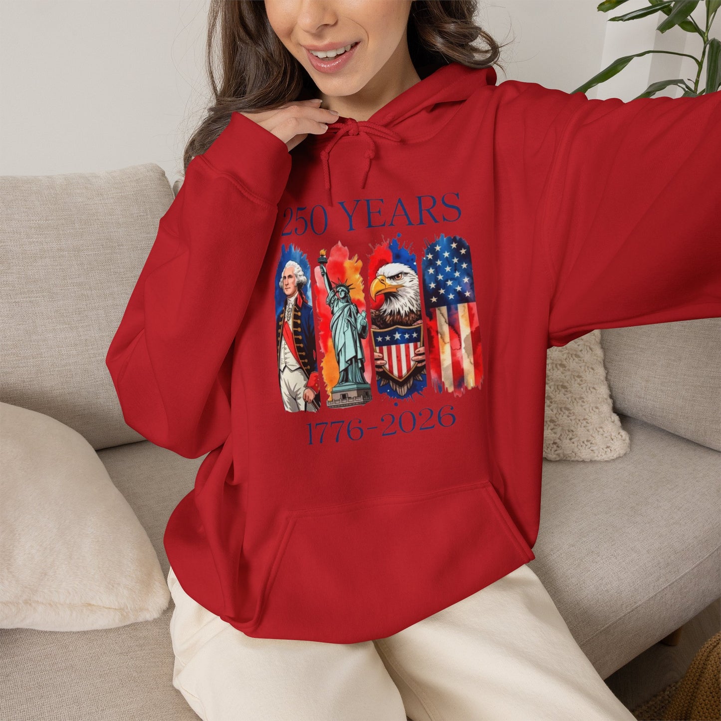 #250 250 Years American History Celebration 1776–2026 Patriotic Hoodie