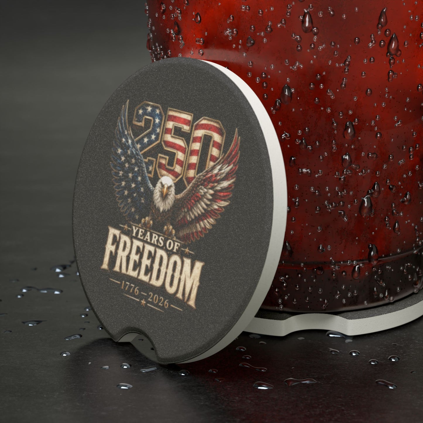 #250 250 Years of Freedom Eagle Patriotic American Flag Anniversary (1776–2026) Car Coaster Insert