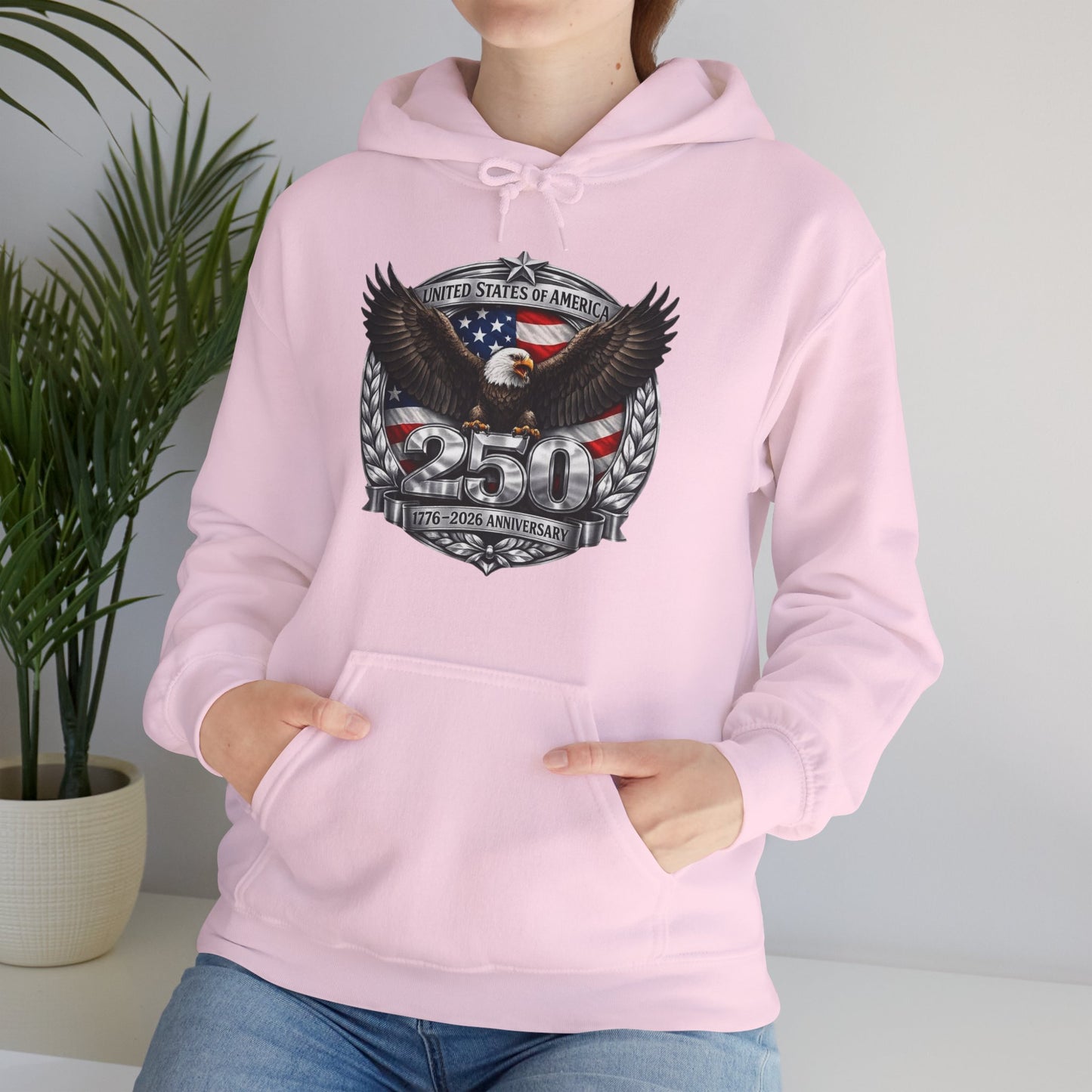 #250 Patriotic Bald Eagle 250 United States Emblem Hoodie