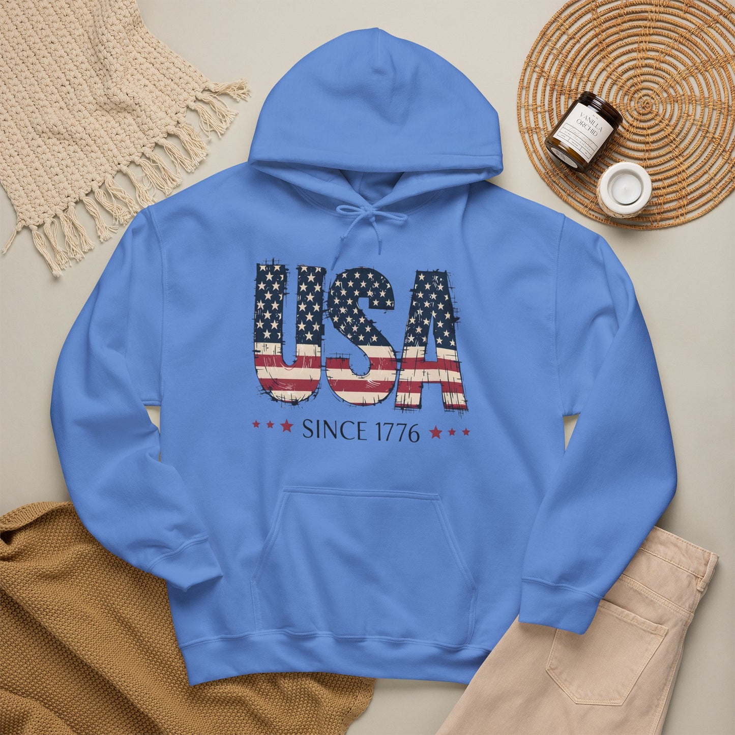 #250 USA Flag "USA Since 1776" Patriotic Hoodie