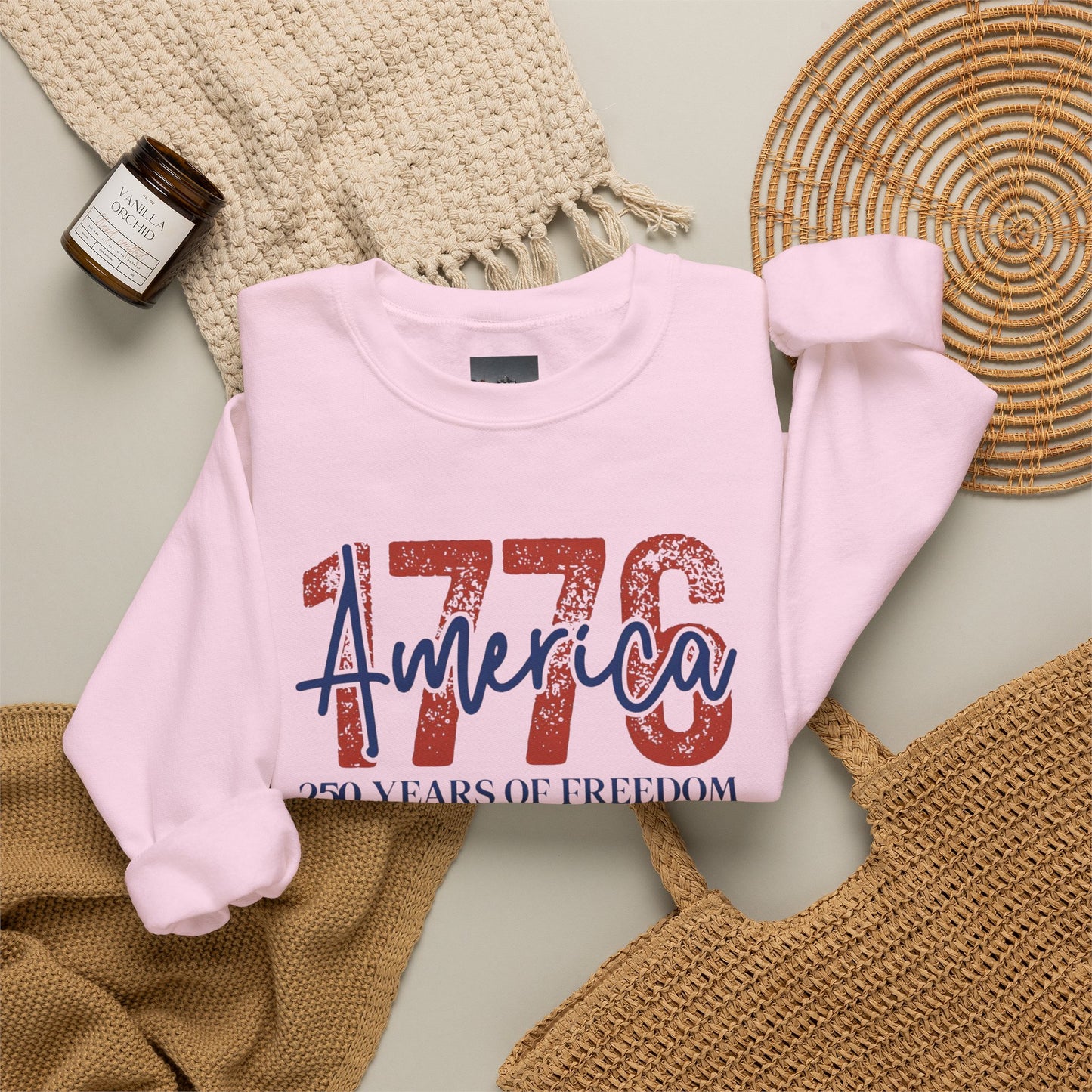 #250 1776 America: 250 Years of Freedom' Patriotic Independence Day Crewneck Sweatshirt