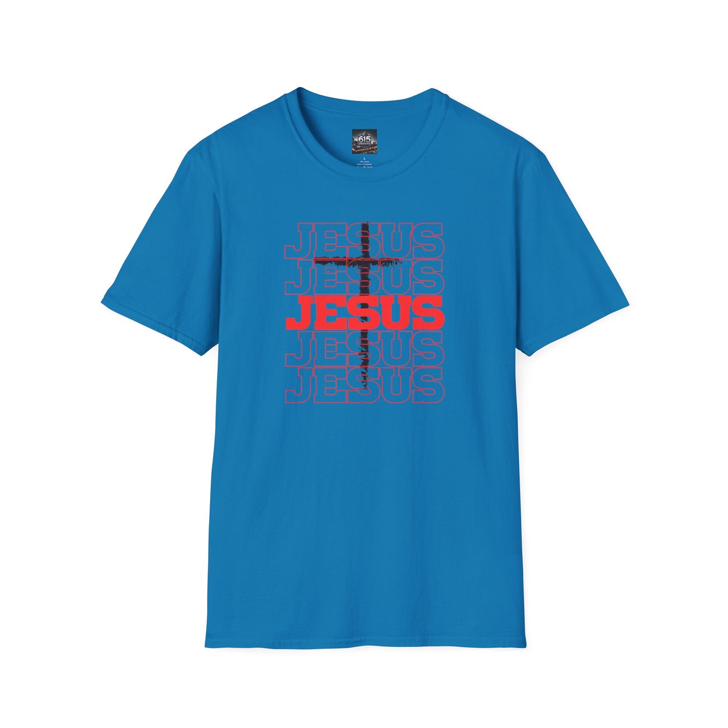 Jesus Cross Red Text Black Cross Graphic T-Shirt — Religious Faith Tee