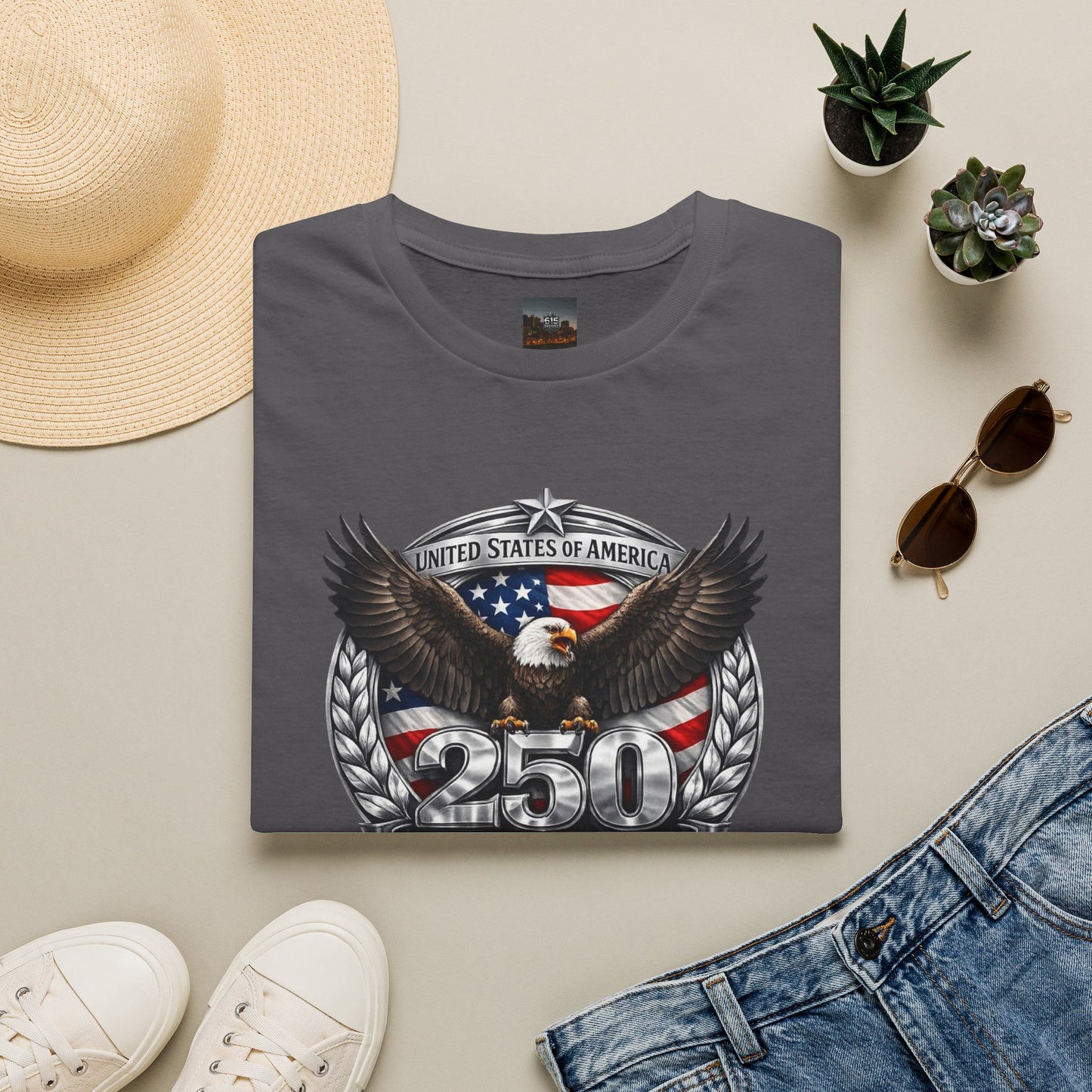 #250 Patriotic Bald Eagle 250 United States Emblem T-Shirt