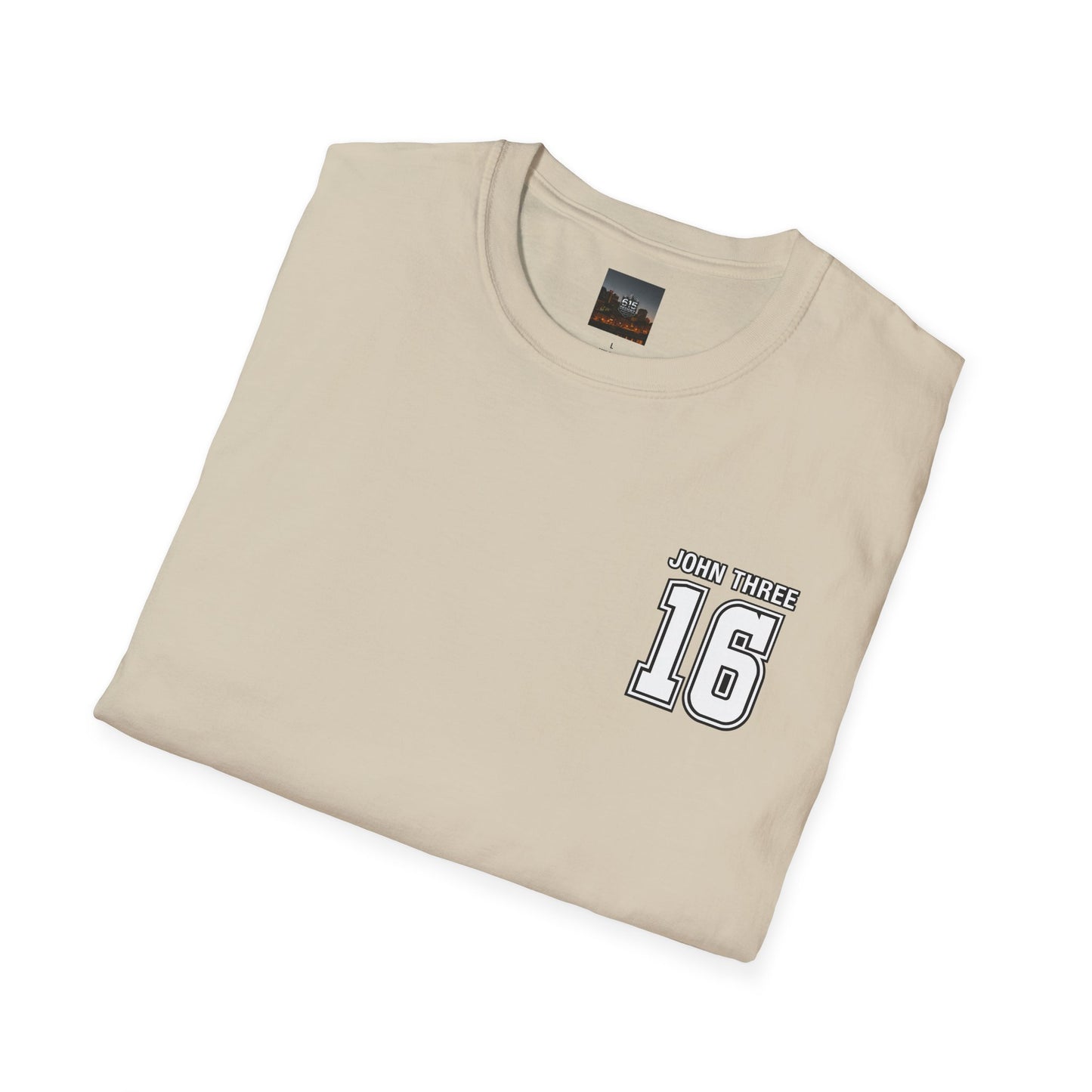 John Three 16 Chest and Back Jersey Print with Scripture Tee