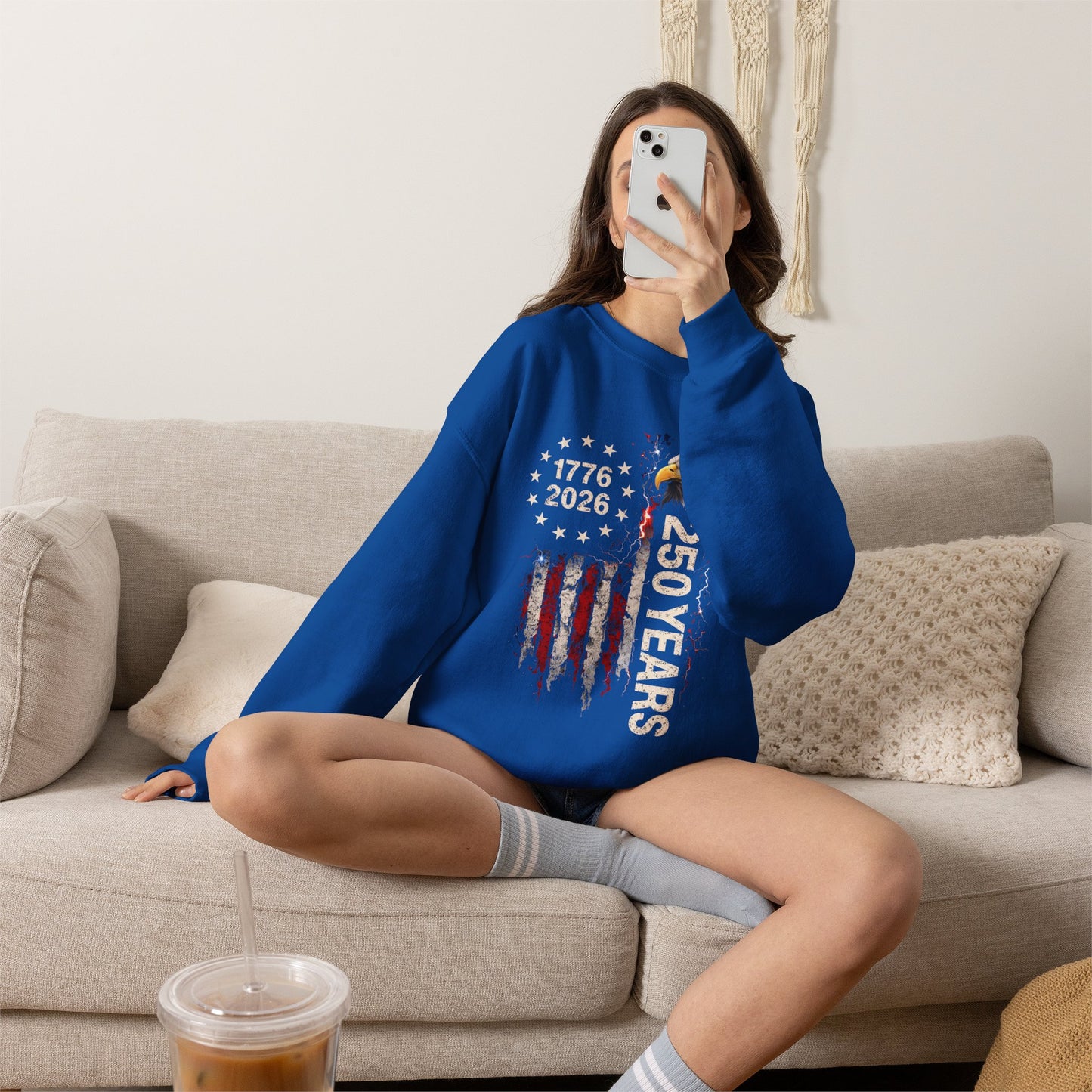 #250 1776-2026 250 Years USA Bicentennial Eagle Crewneck Sweatshirt