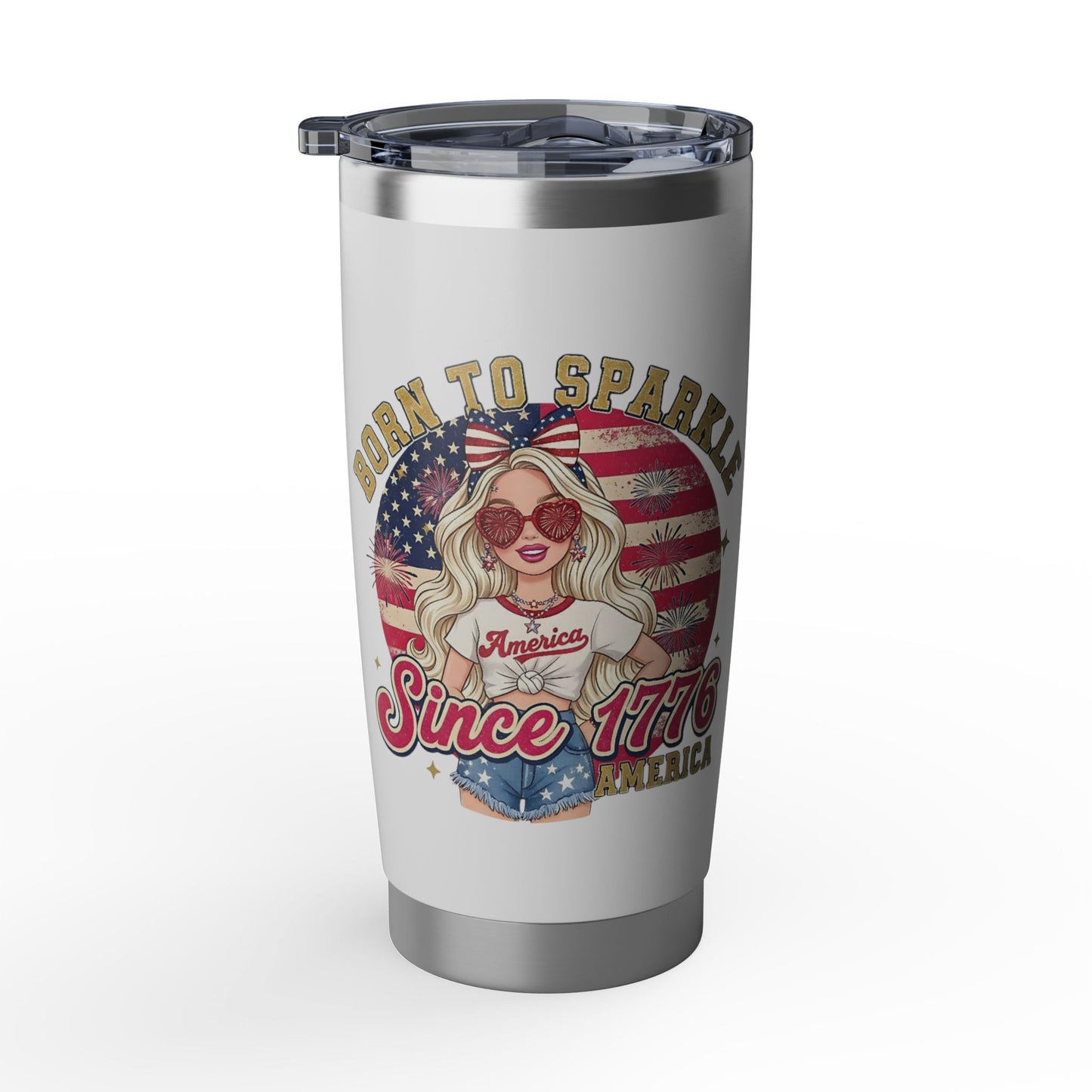 #250 "Born to Sparkle Since 1776" Patriotic 20oz Stainless Travel Tumbler 'Vagabond'