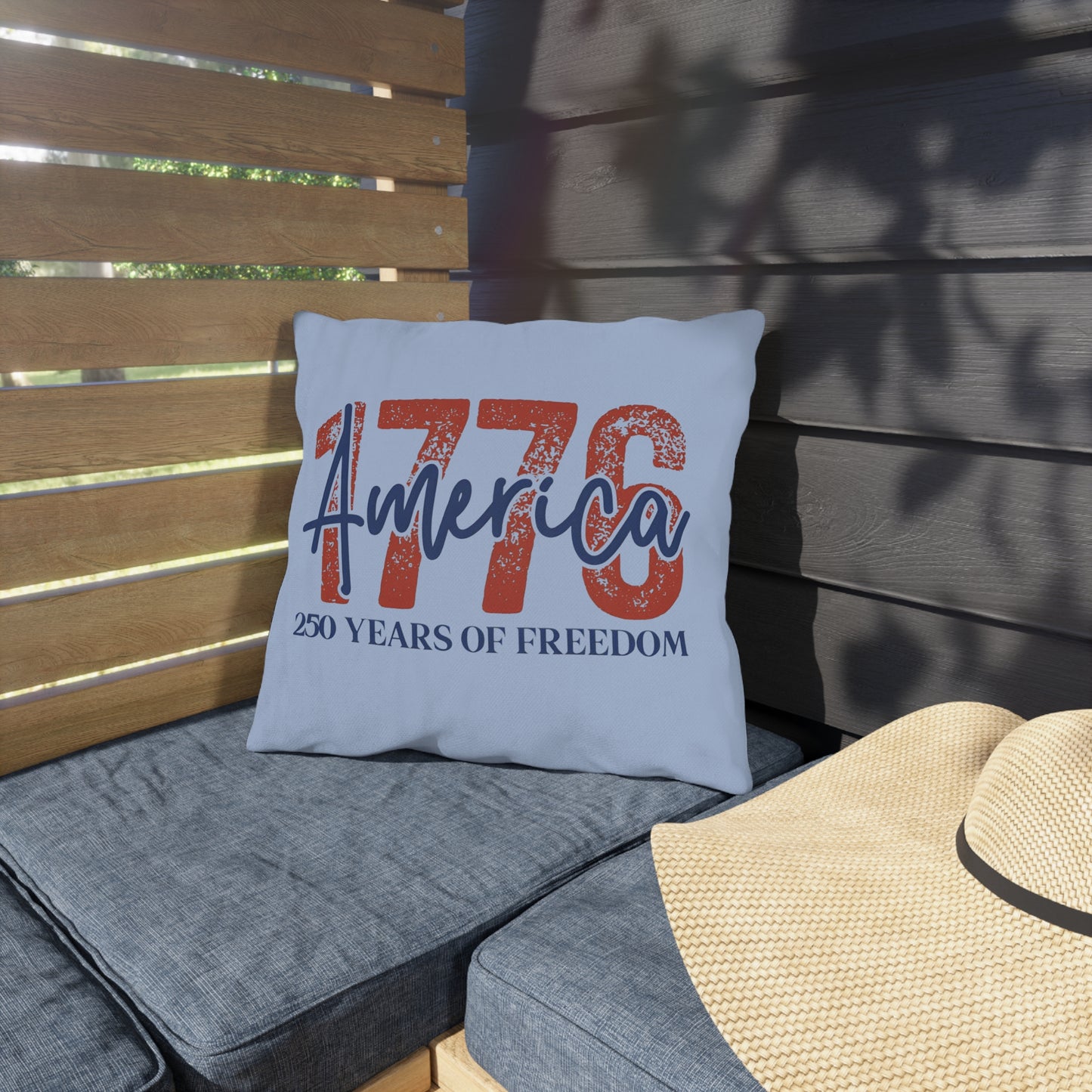#250 1776 America: 250 Years of Freedom' Patriotic Independence Day Outdoor Throw Pillow