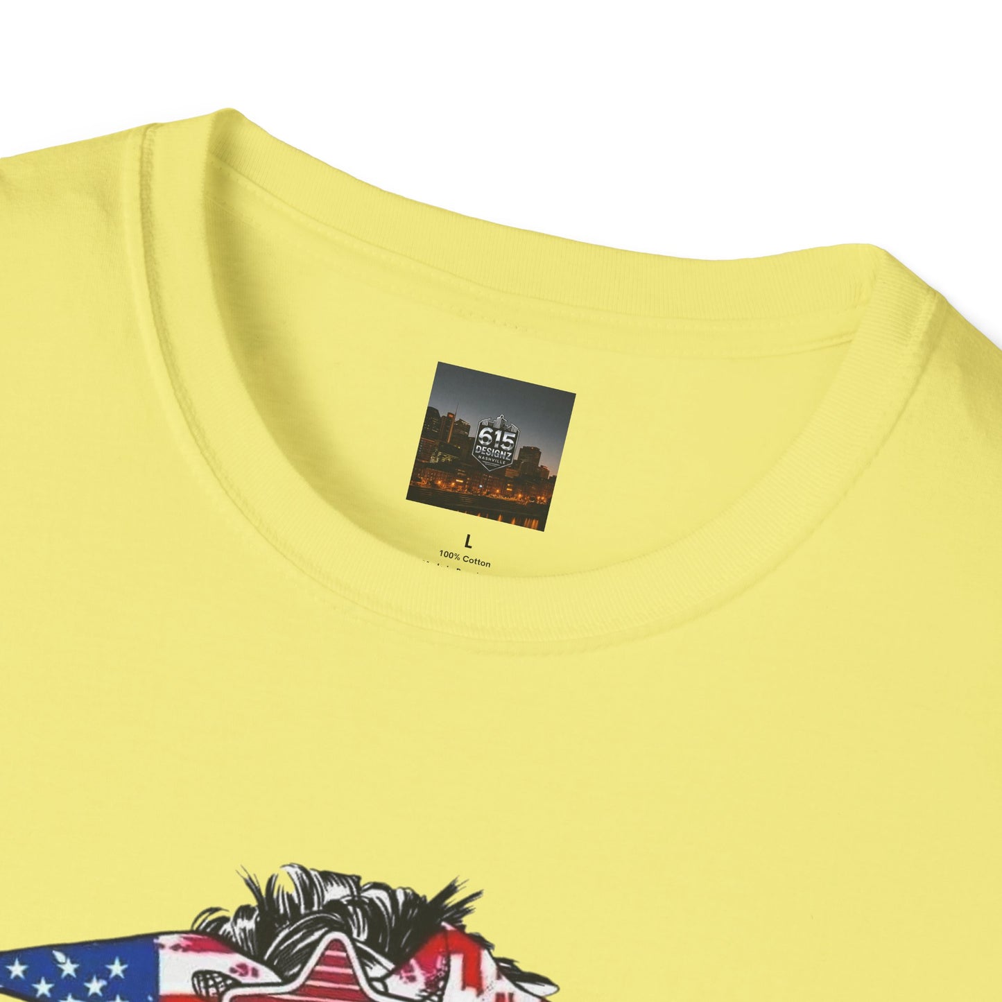 Mama USA Flag Messy Bun T-Shirt